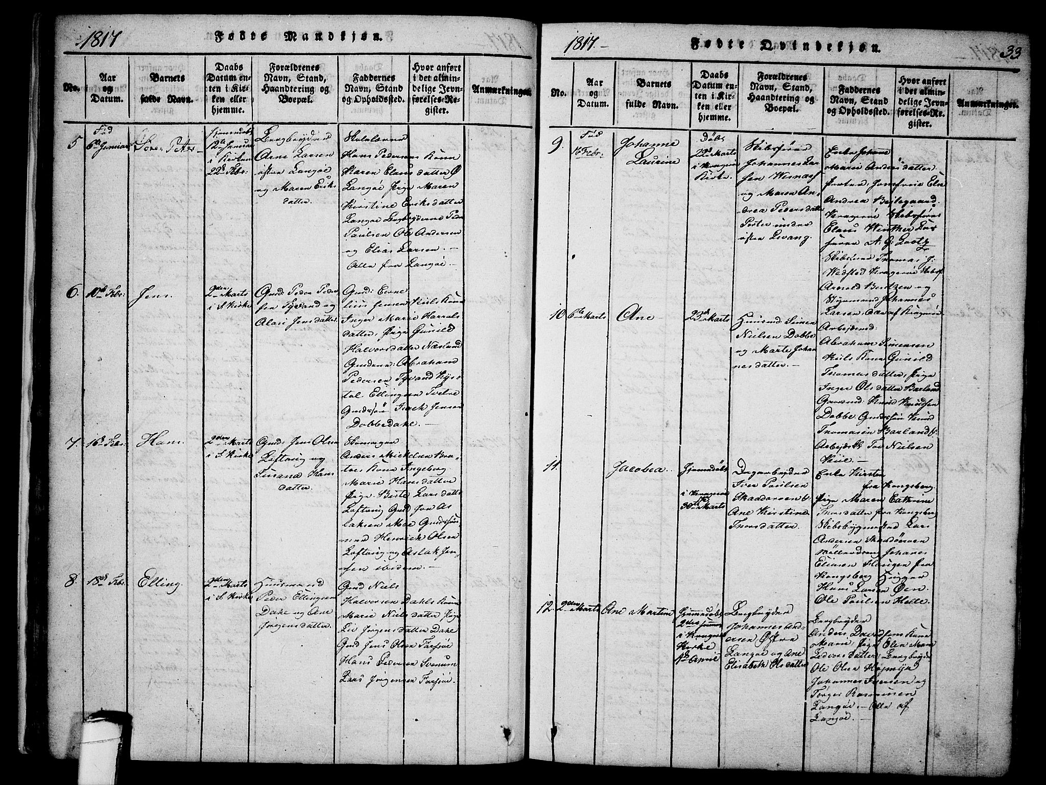 Sannidal kirkebøker, AV/SAKO-A-296/F/Fa/L0004: Parish register (official) no. 4, 1814-1829, p. 33