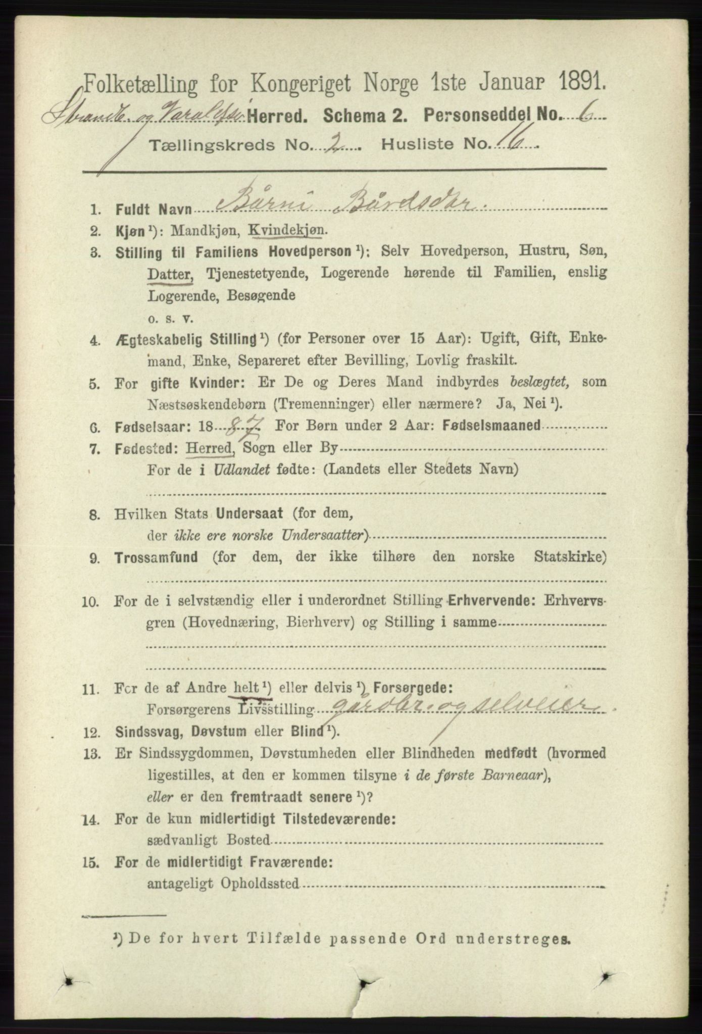 RA, 1891 census for 1226 Strandebarm og Varaldsøy, 1891, p. 698