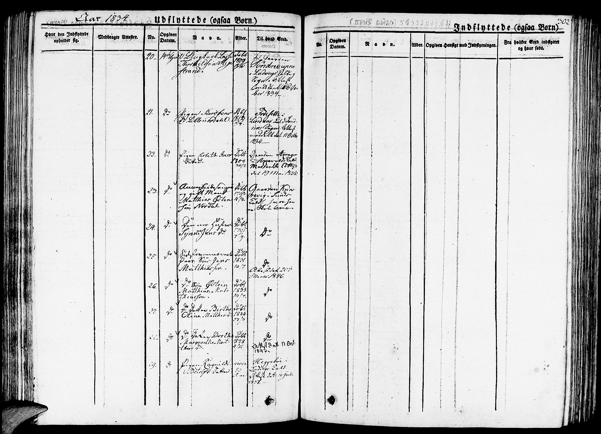 Gulen sokneprestembete, AV/SAB-A-80201/H/Haa/Haaa/L0019: Parish register (official) no. A 19, 1826-1836, p. 302