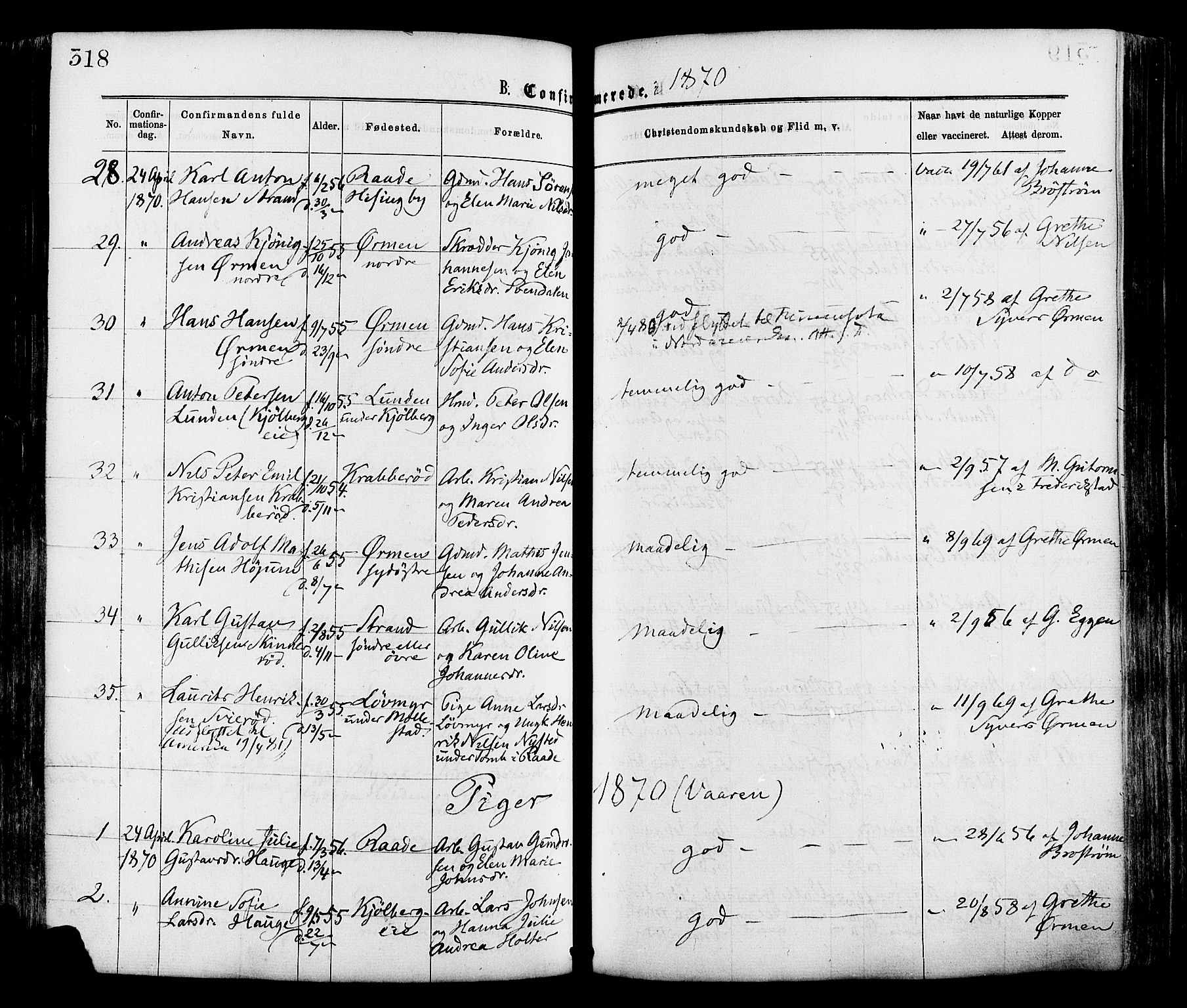 Onsøy prestekontor Kirkebøker, AV/SAO-A-10914/F/Fa/L0004: Parish register (official) no. I 4, 1861-1877, p. 318