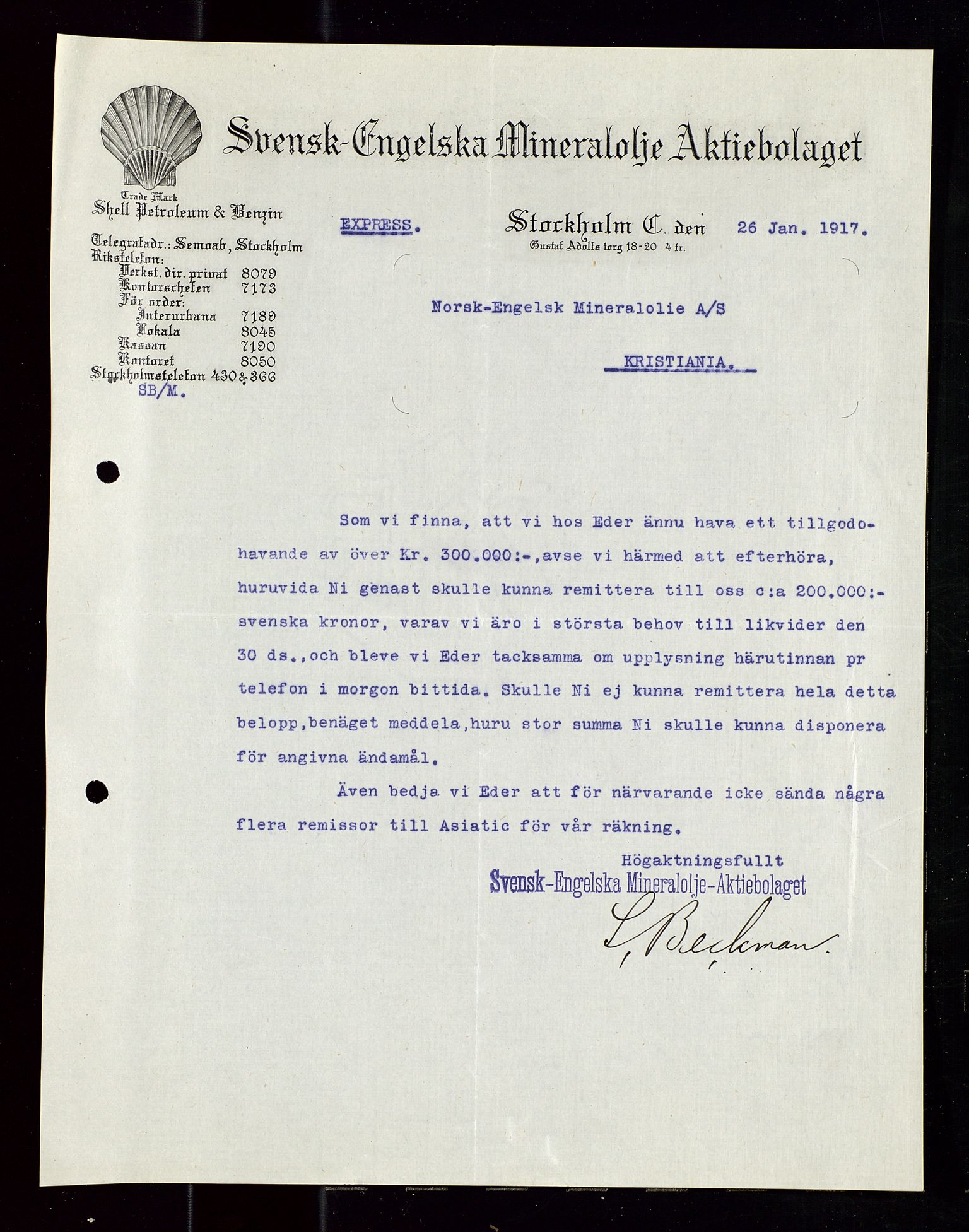 Pa 1521 - A/S Norske Shell, SAST/A-101915/E/Ea/Eaa/L0020: Sjefskorrespondanse, 1917, p. 435