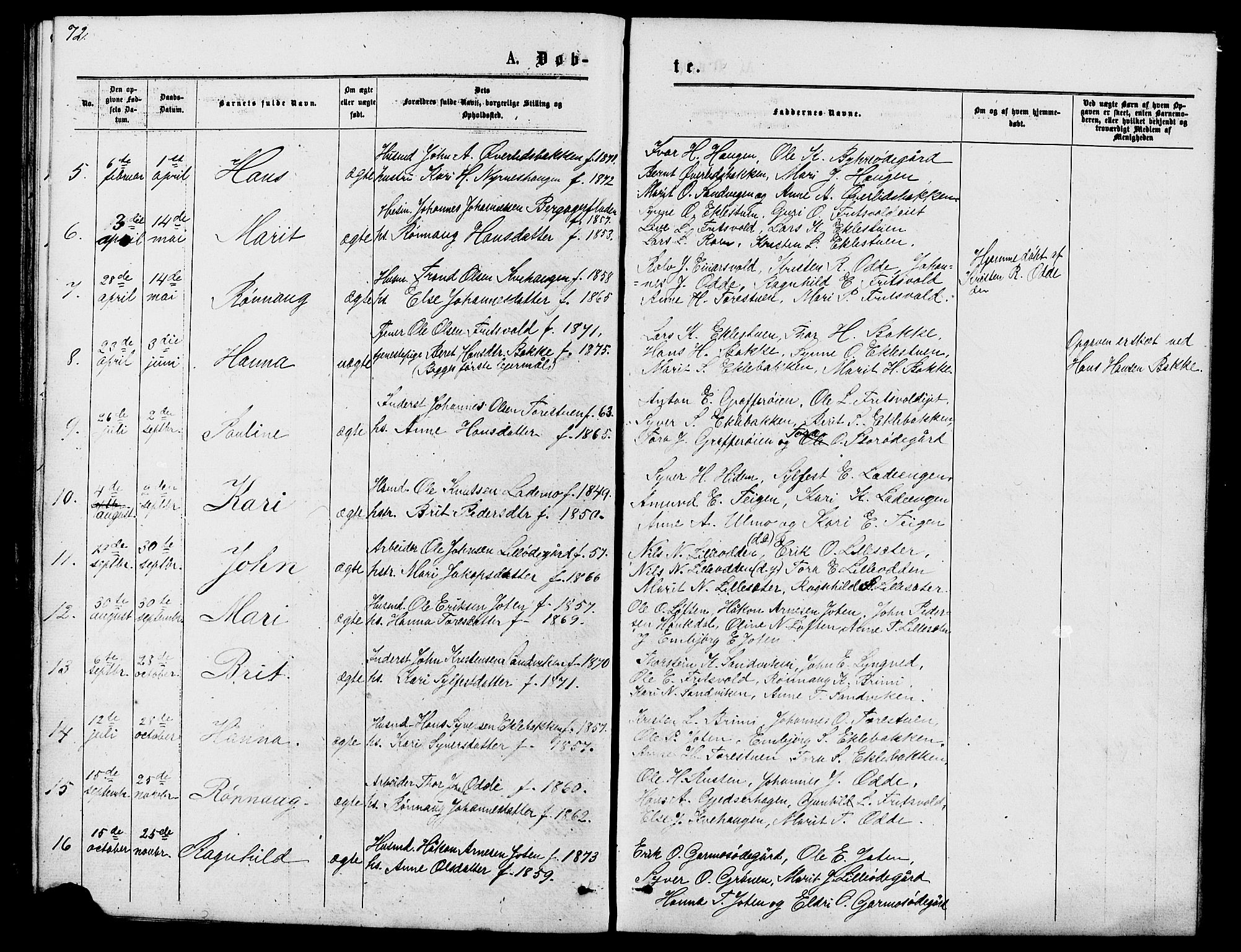 Lom prestekontor, SAH/PREST-070/L/L0005: Parish register (copy) no. 5, 1876-1901, p. 72-73