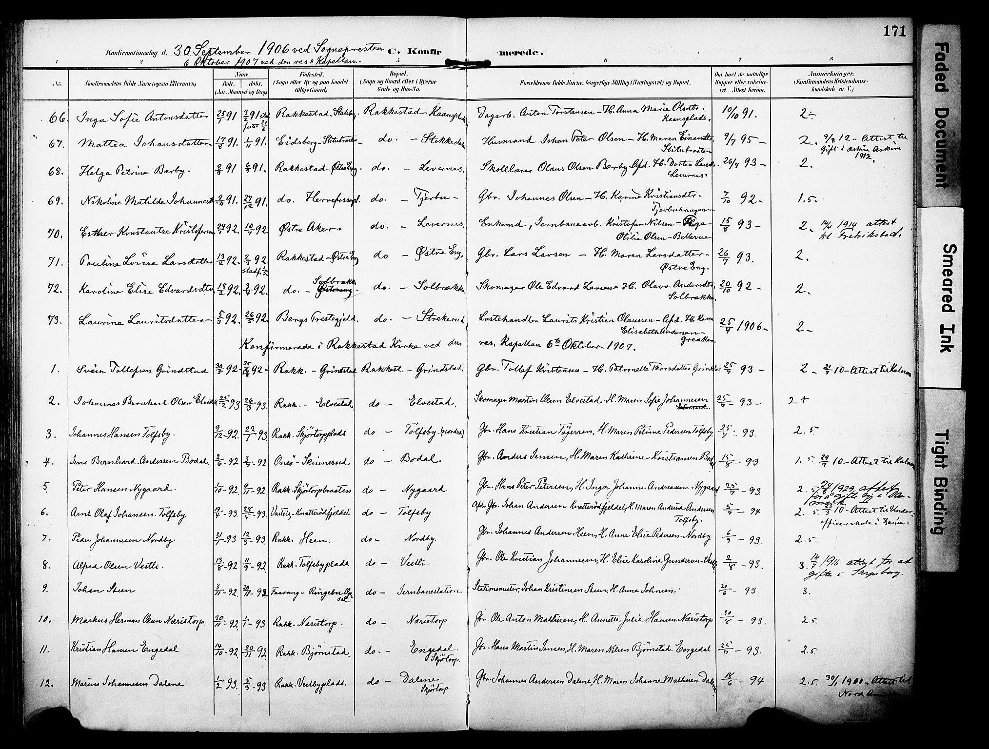 Rakkestad prestekontor Kirkebøker, AV/SAO-A-2008/F/Fa/L0013: Parish register (official) no. I 13, 1894-1908, p. 171