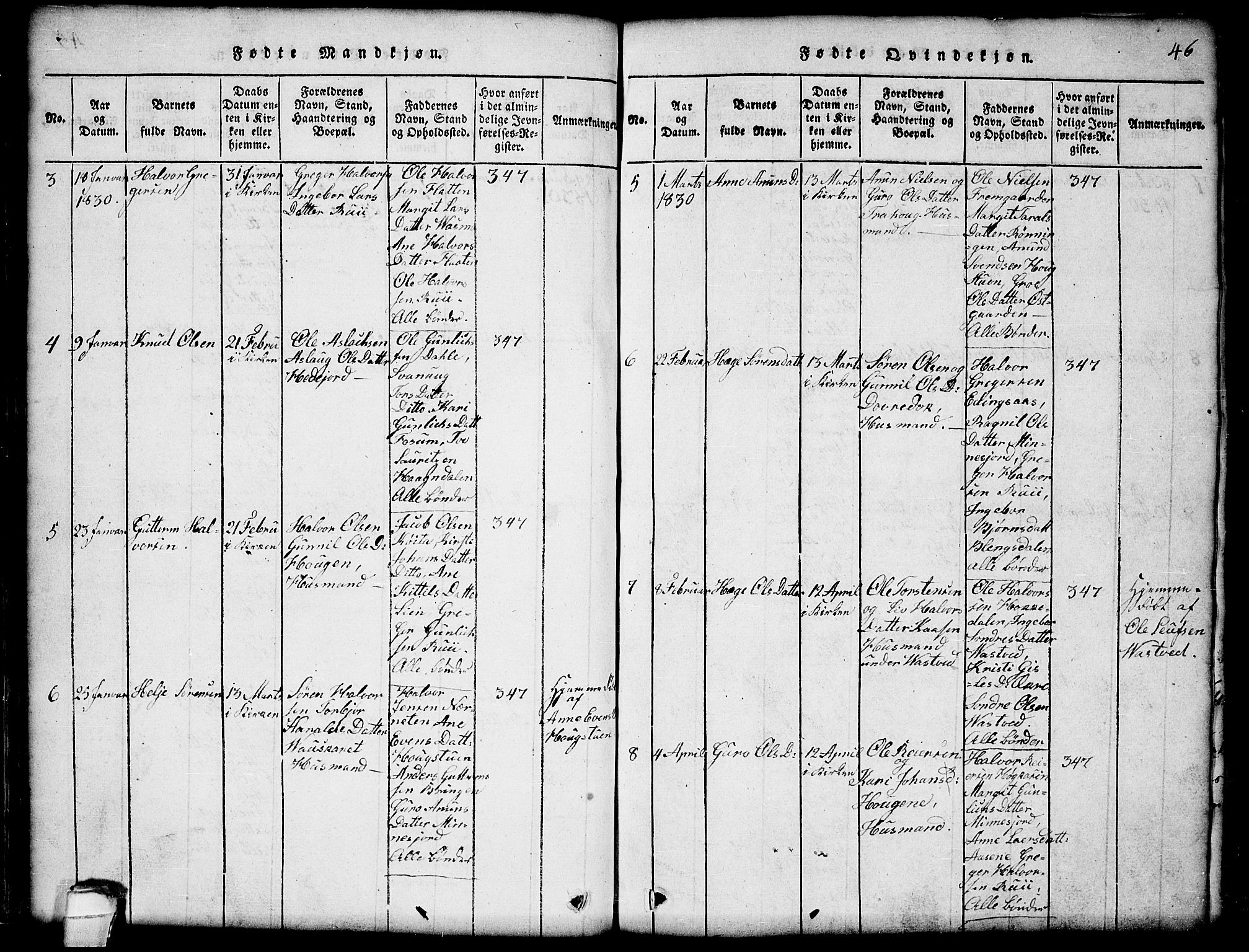 Seljord kirkebøker, SAKO/A-20/G/Gb/L0002: Parish register (copy) no. II 2, 1815-1854, p. 46