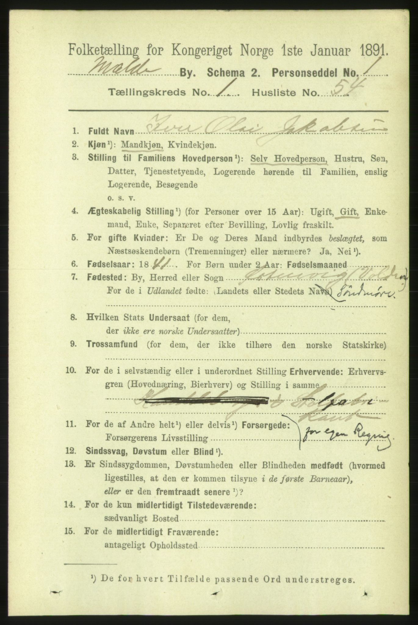 RA, 1891 census for 1502 Molde, 1891, p. 762