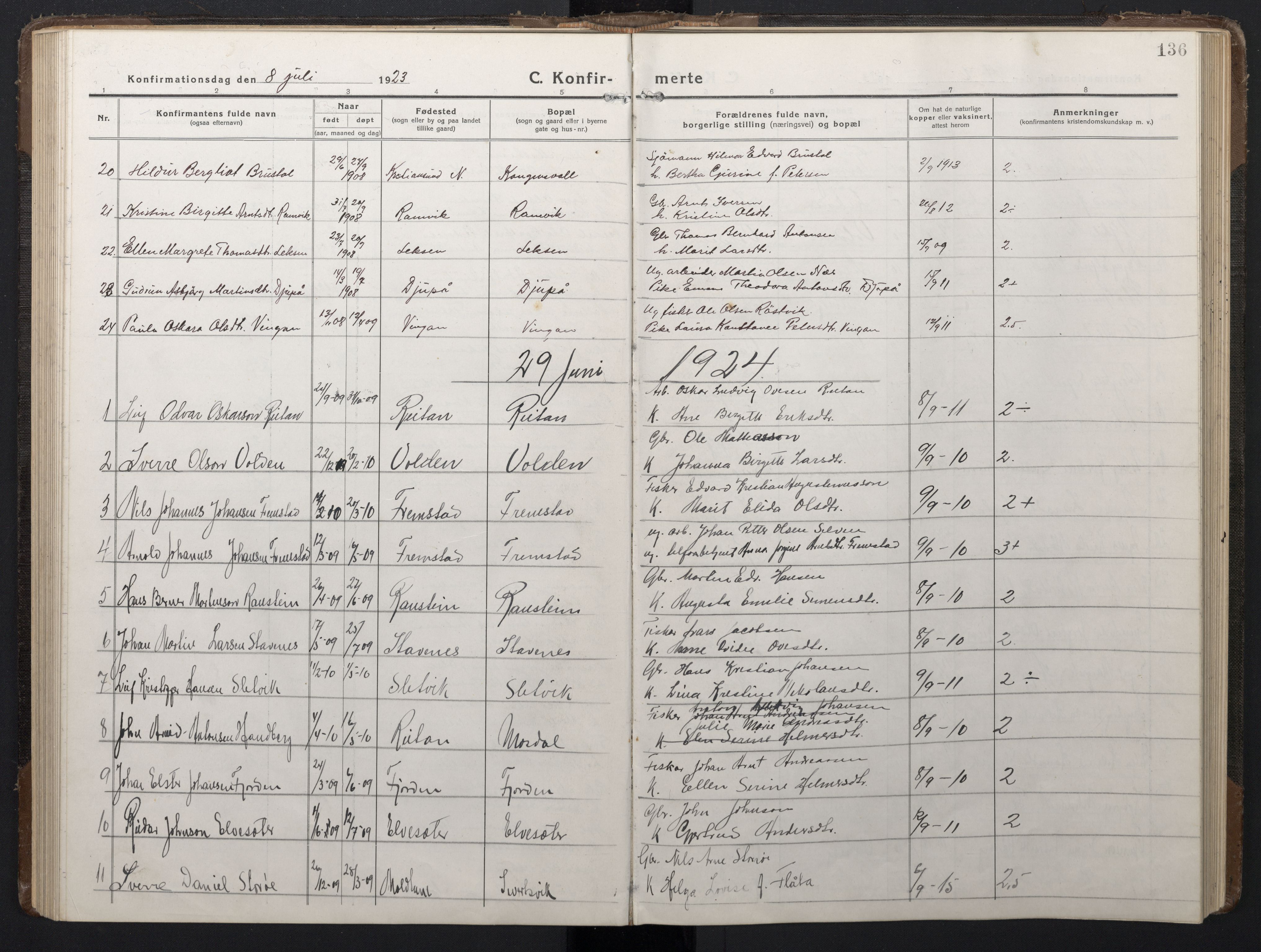 Ministerialprotokoller, klokkerbøker og fødselsregistre - Sør-Trøndelag, SAT/A-1456/662/L0758: Parish register (copy) no. 662C03, 1918-1948, p. 136