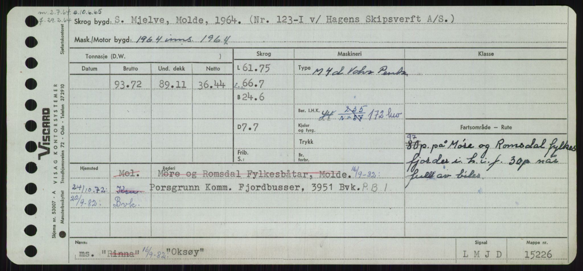 Sjøfartsdirektoratet med forløpere, Skipsmålingen, RA/S-1627/H/Ha/L0004/0002: Fartøy, Mas-R / Fartøy, Odin-R, p. 19