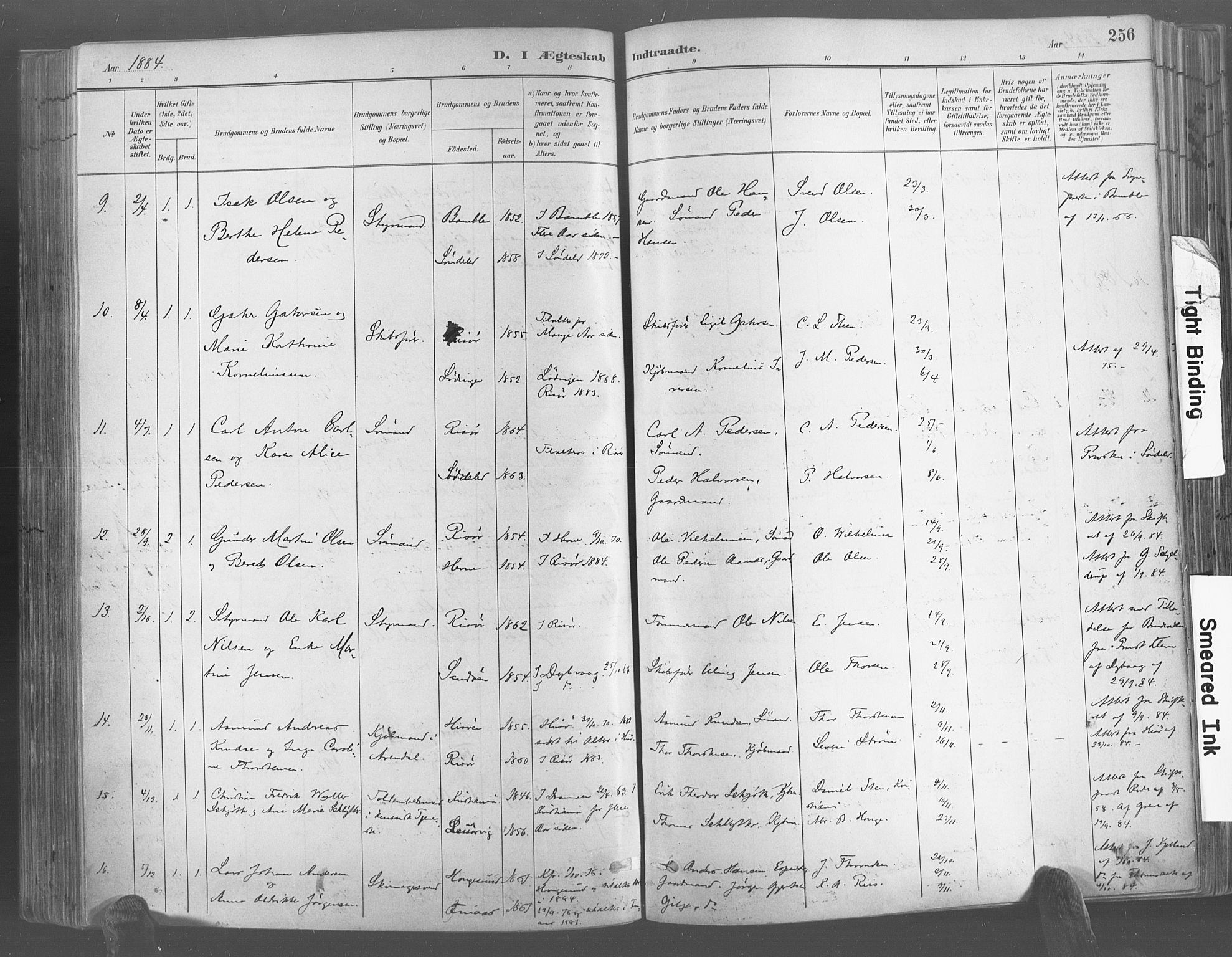 Risør sokneprestkontor, AV/SAK-1111-0035/F/Fa/L0005: Parish register (official) no. A 5, 1883-1895, p. 256