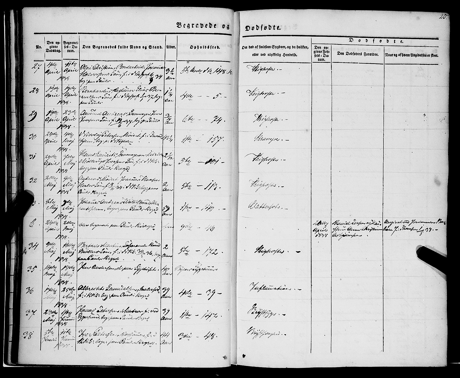 Nykirken Sokneprestembete, SAB/A-77101/H/Haa/L0041: Parish register (official) no. E 1, 1833-1850, p. 20