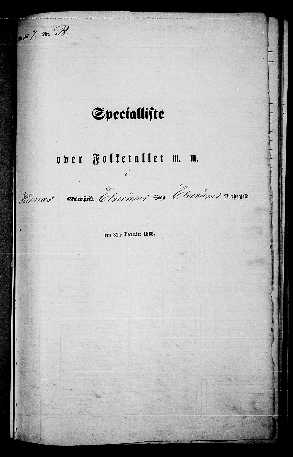 RA, 1865 census for Elverum, 1865, p. 166