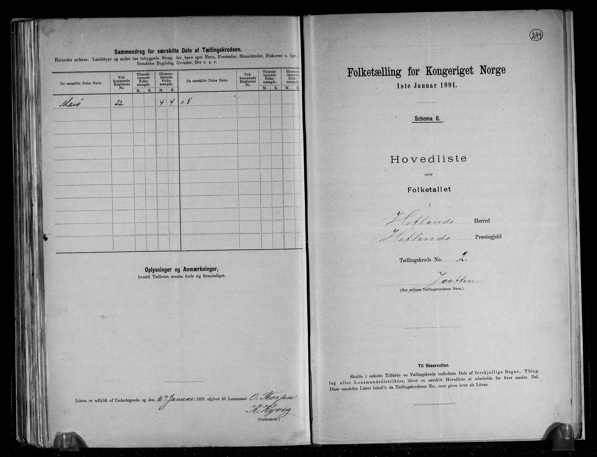 RA, 1891 census for 1126 Hetland, 1891, p. 6