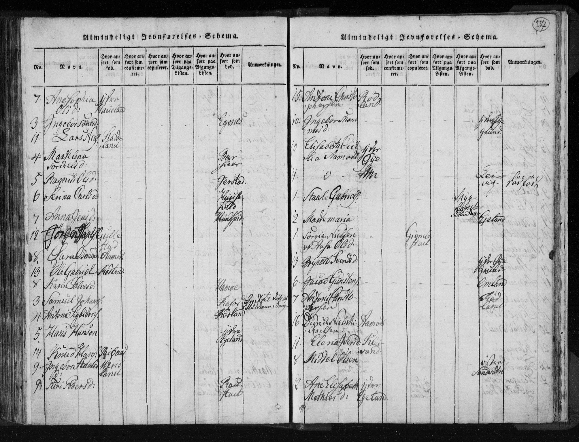 Kvinesdal sokneprestkontor, AV/SAK-1111-0026/F/Fa/Fab/L0003: Parish register (official) no. A 3, 1815-1829, p. 337