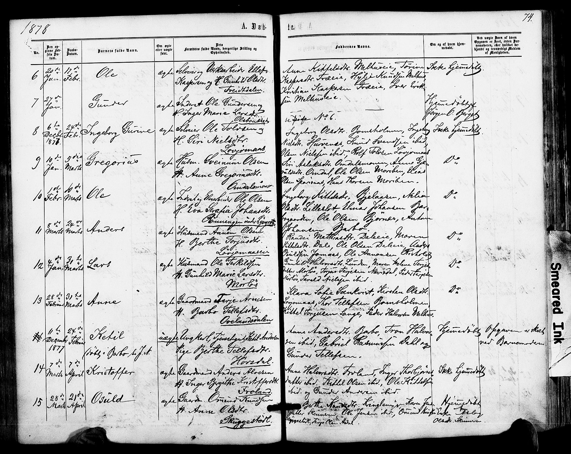 Froland sokneprestkontor, AV/SAK-1111-0013/F/Fa/L0003: Parish register (official) no. A 3, 1864-1881, p. 74