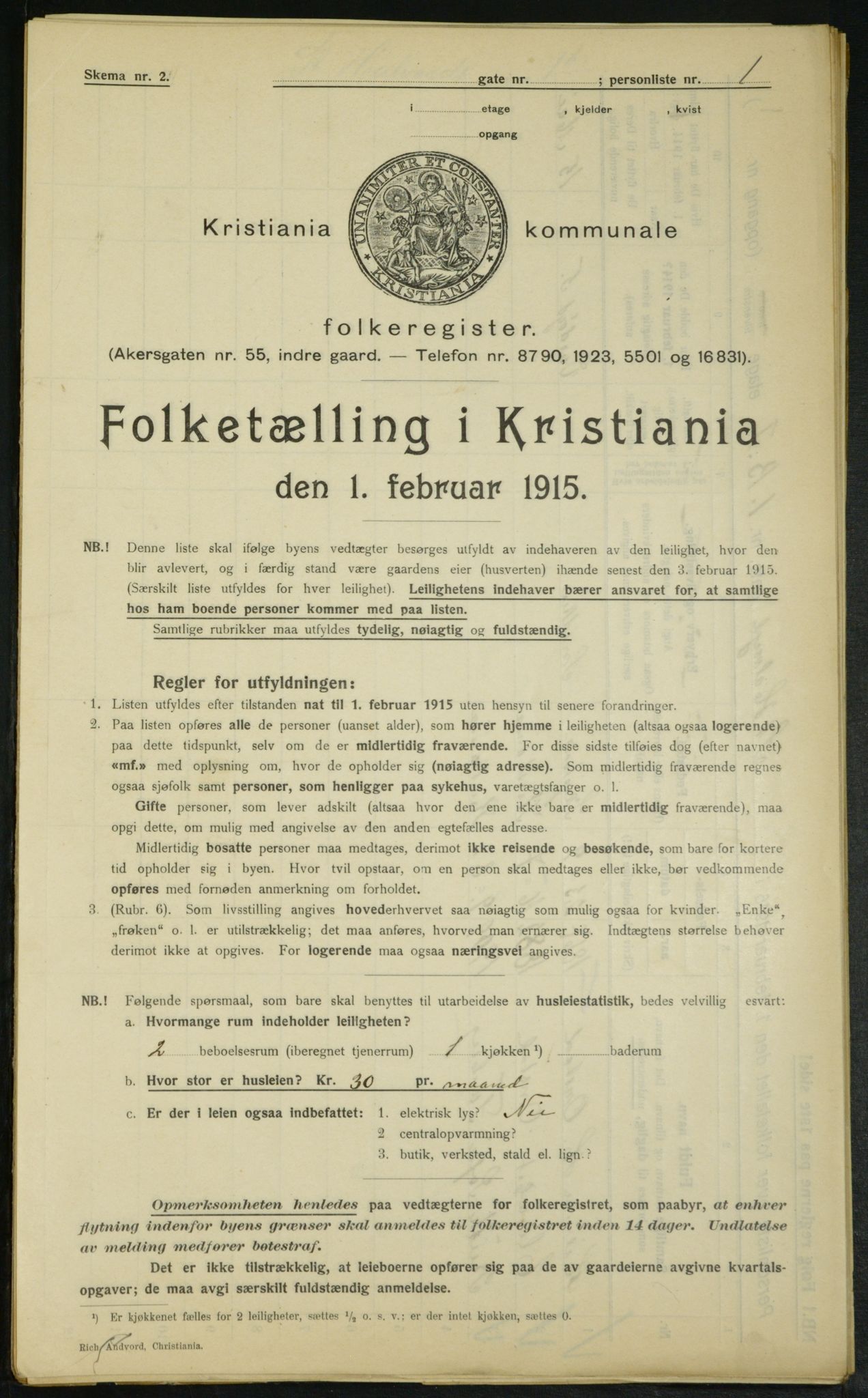 OBA, Municipal Census 1915 for Kristiania, 1915, p. 87058