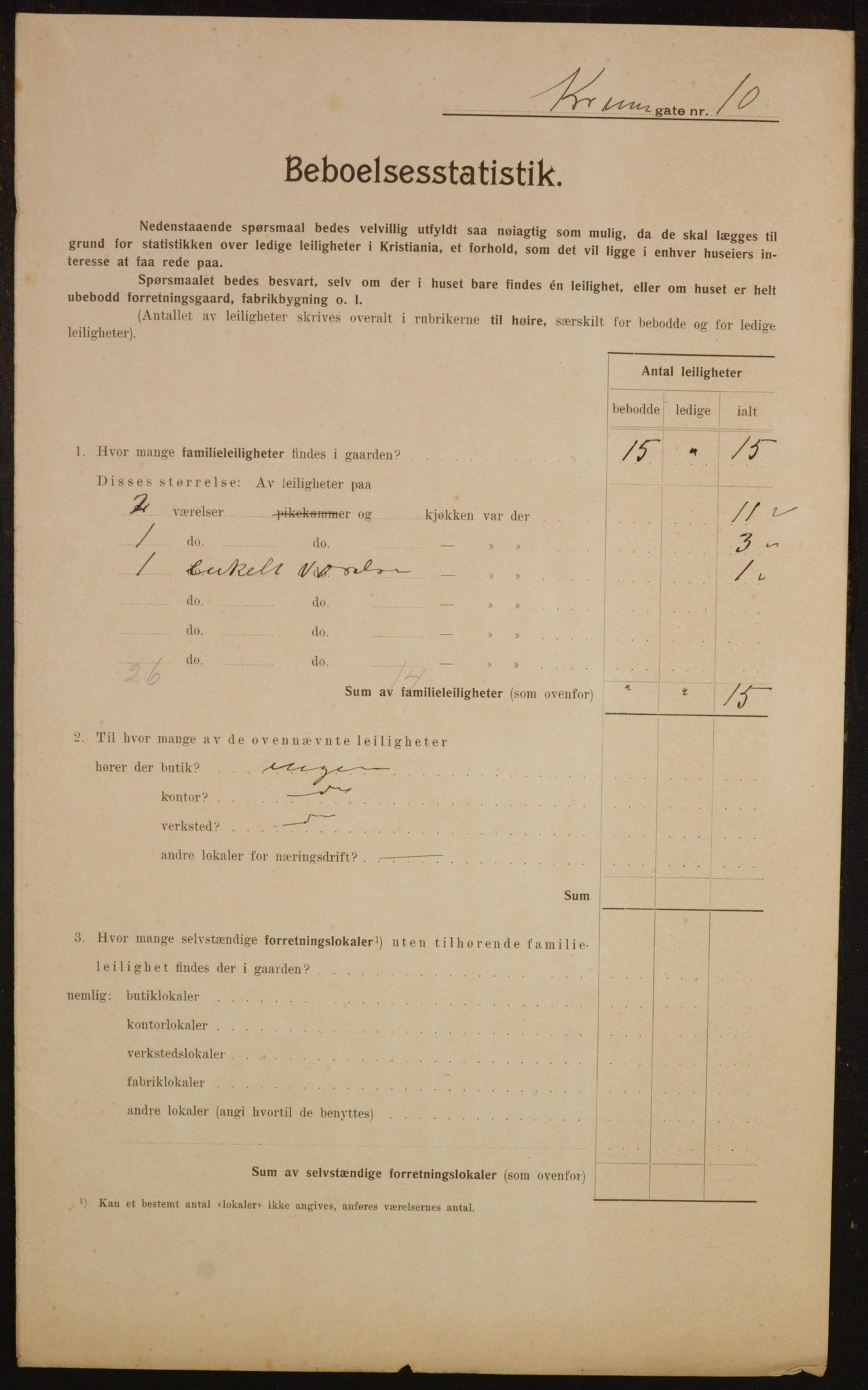 OBA, Municipal Census 1910 for Kristiania, 1910, p. 53300