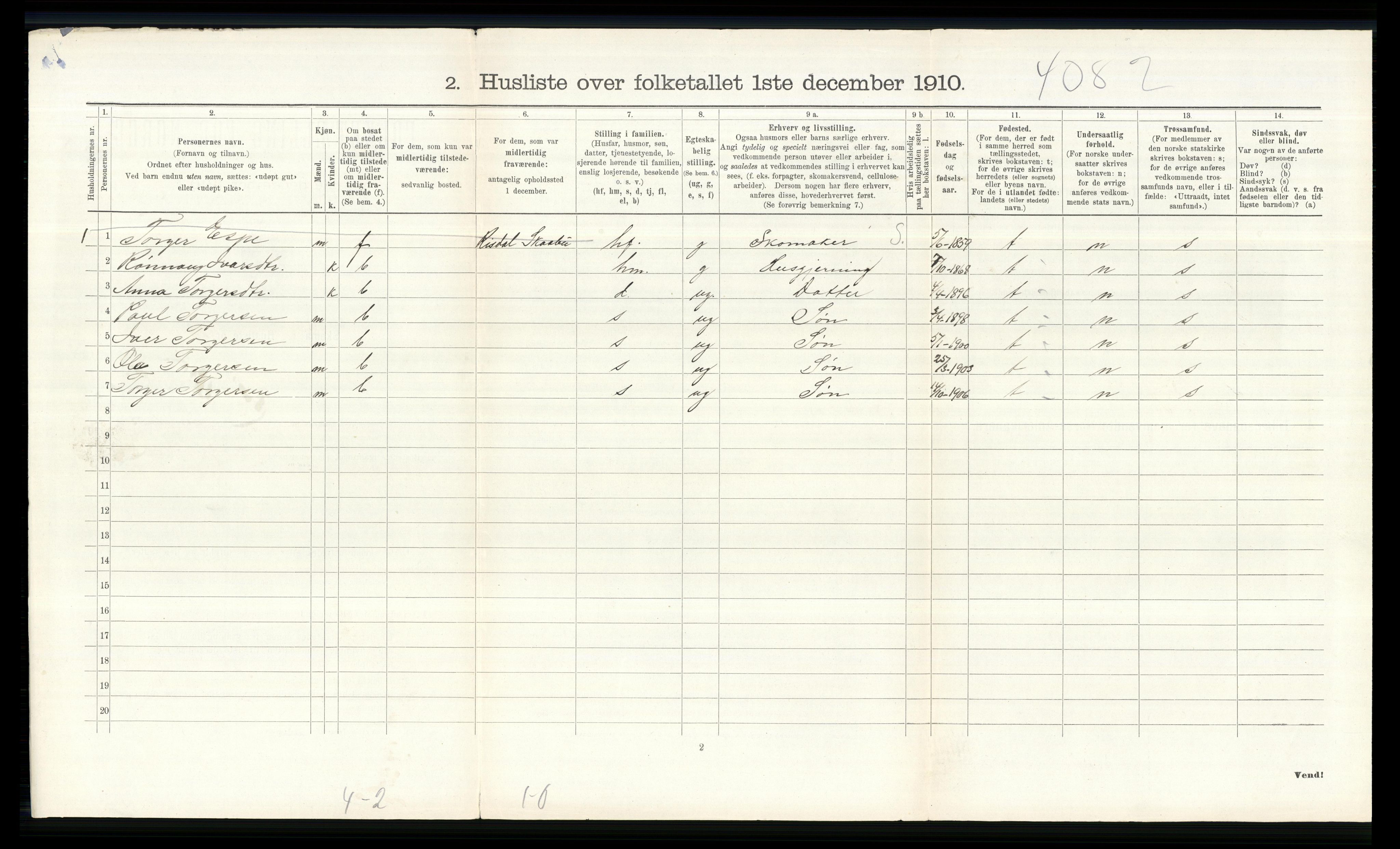 RA, 1910 census for Nord-Fron, 1910, p. 243