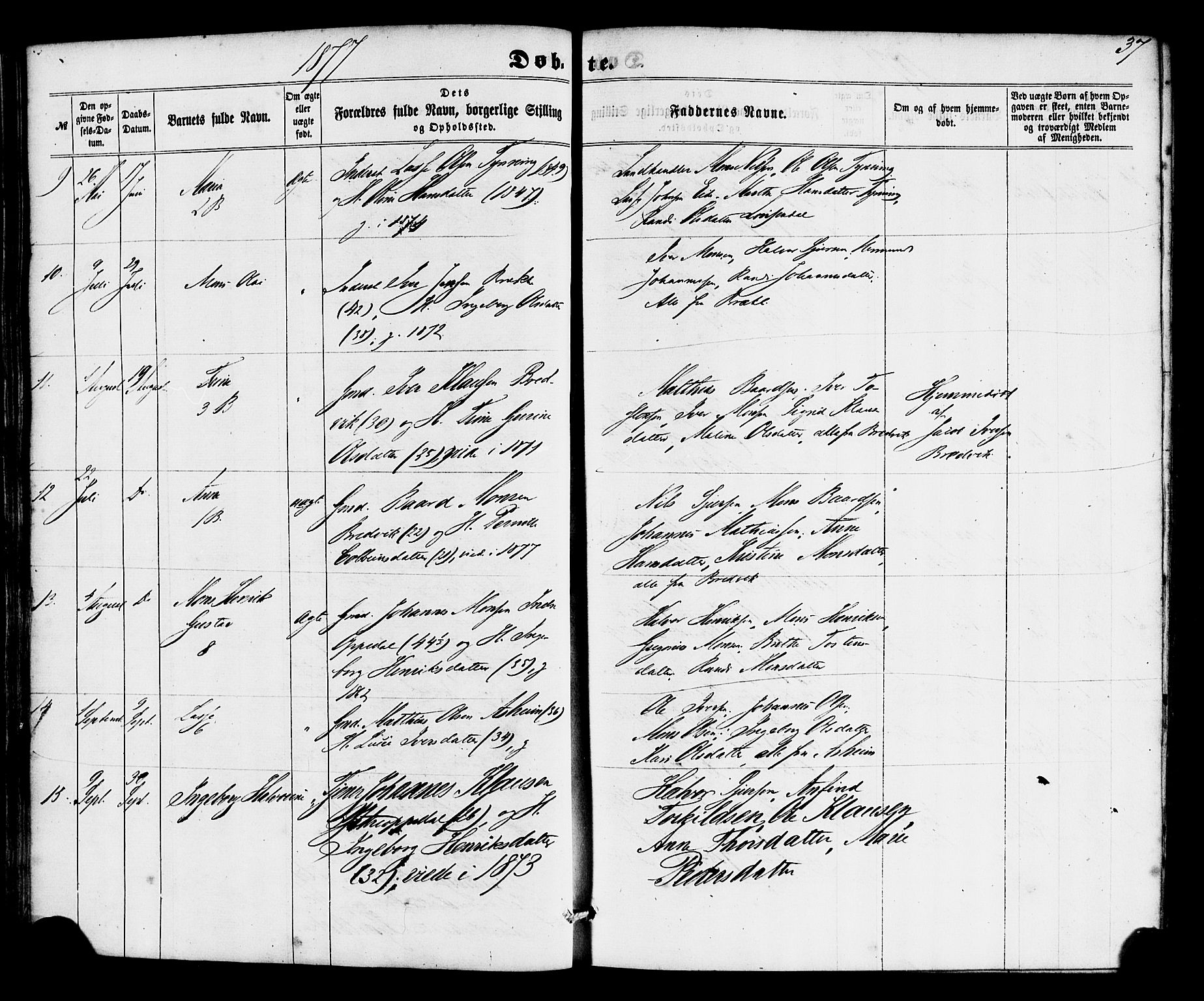 Gulen sokneprestembete, SAB/A-80201/H/Haa/Haac/L0001: Parish register (official) no. C 1, 1859-1881, p. 37