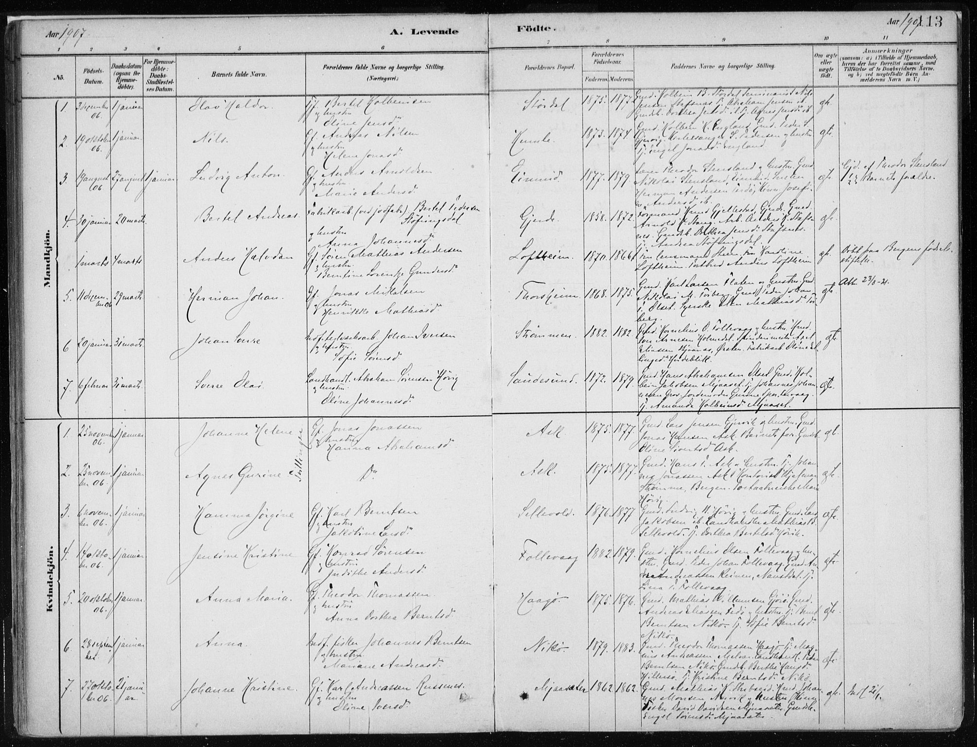 Askvoll sokneprestembete, SAB/A-79501/H/Haa/Haab/L0002: Parish register (official) no. B 2, 1879-1909, p. 113