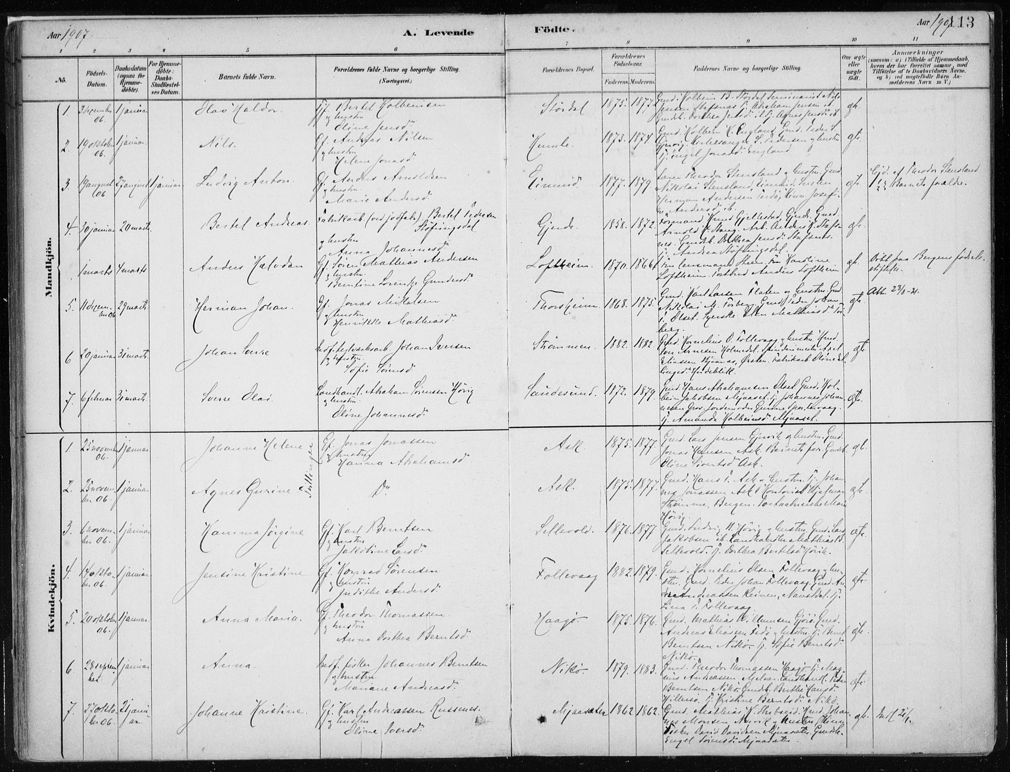 Askvoll sokneprestembete, AV/SAB-A-79501/H/Haa/Haab/L0002: Parish register (official) no. B 2, 1879-1909, p. 113