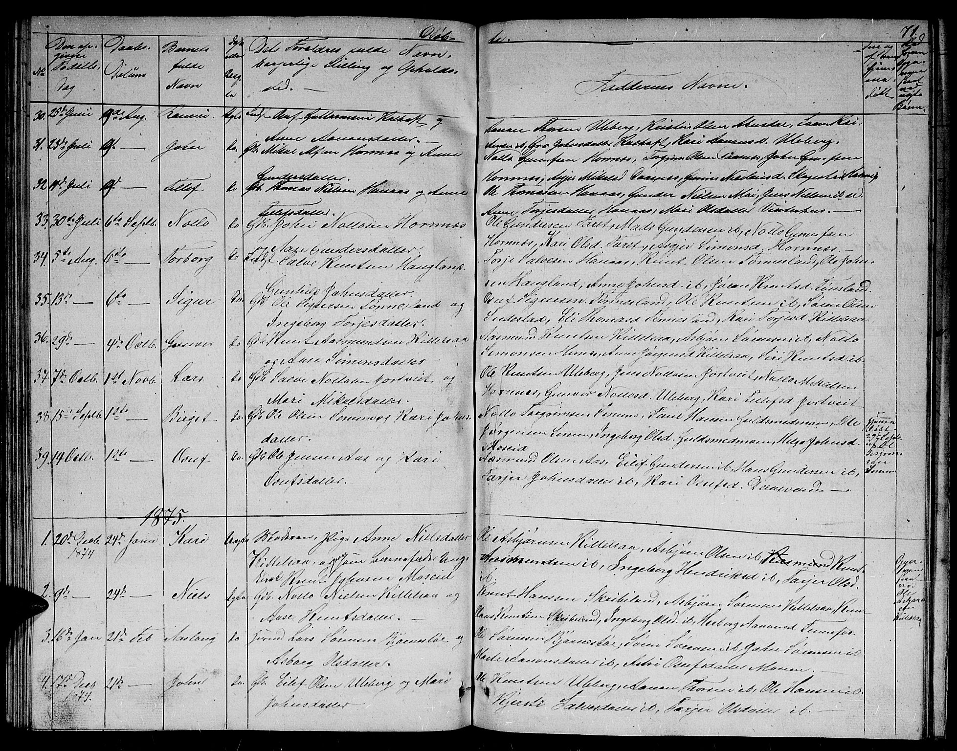 Evje sokneprestkontor, AV/SAK-1111-0008/F/Fb/Fbb/L0001: Parish register (copy) no. B 1, 1849-1878, p. 71