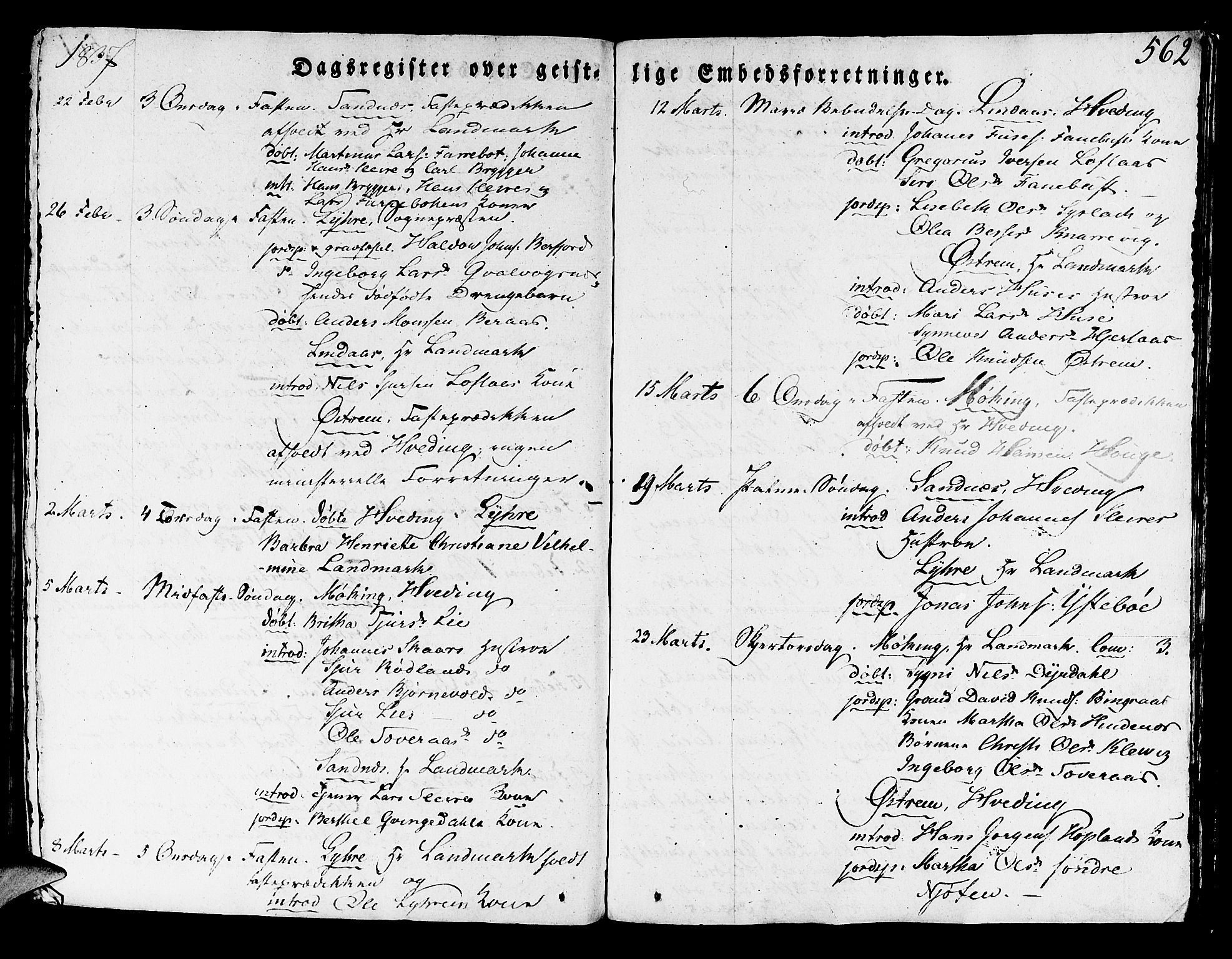Lindås Sokneprestembete, SAB/A-76701/H/Haa: Parish register (official) no. A 8, 1823-1836, p. 562