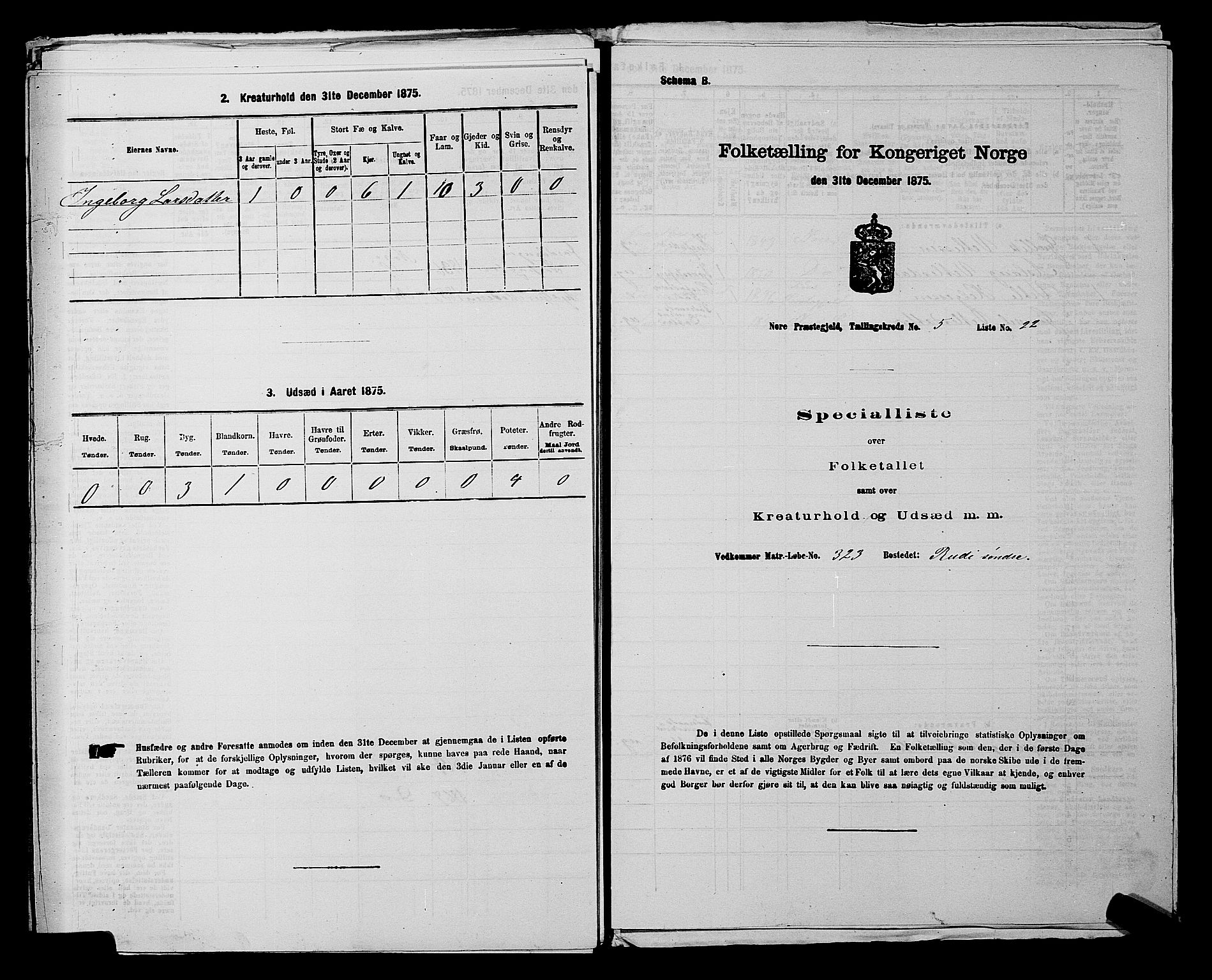 SAKO, 1875 census for 0633P Nore, 1875, p. 707