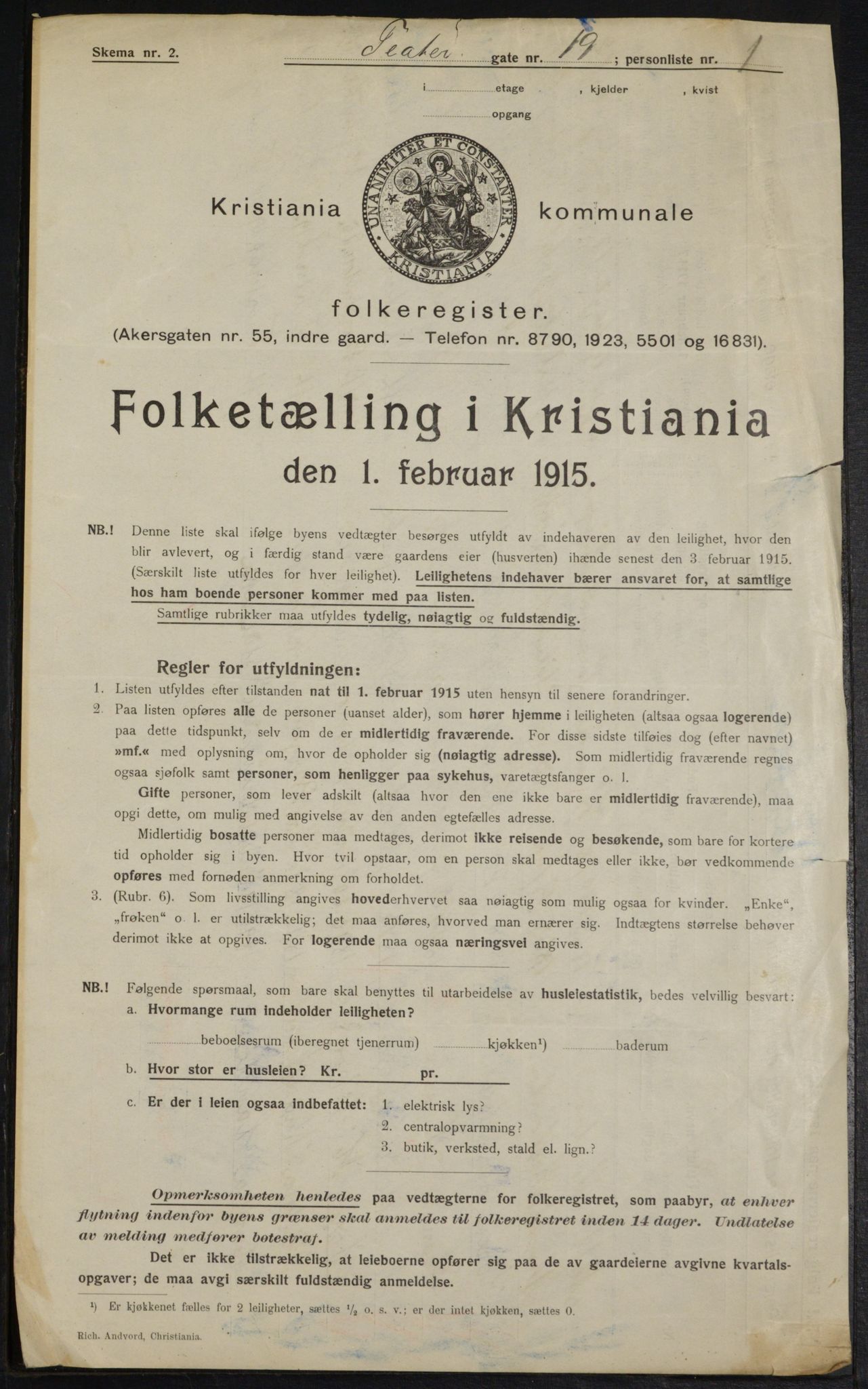 OBA, Municipal Census 1915 for Kristiania, 1915, p. 107586