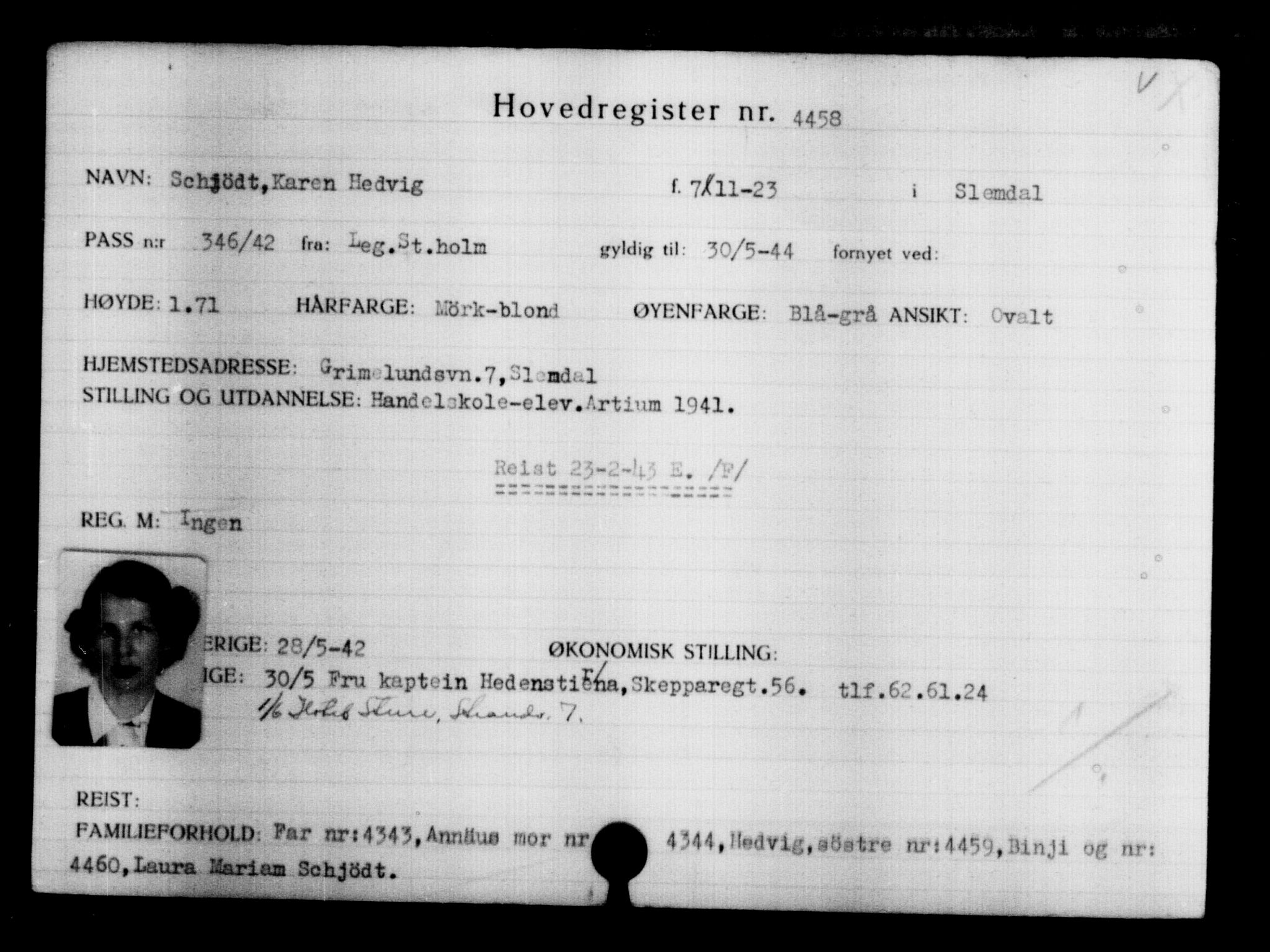 Utenriksstasjonene, Legasjonen i Stockholm, Flyktningkontoret, AV/RA-S-6753/V/Va/L0004: Kjesäterkartoteket, flyktninger med registreringsnr. 3496-6610, 1940-1945, p. 1162
