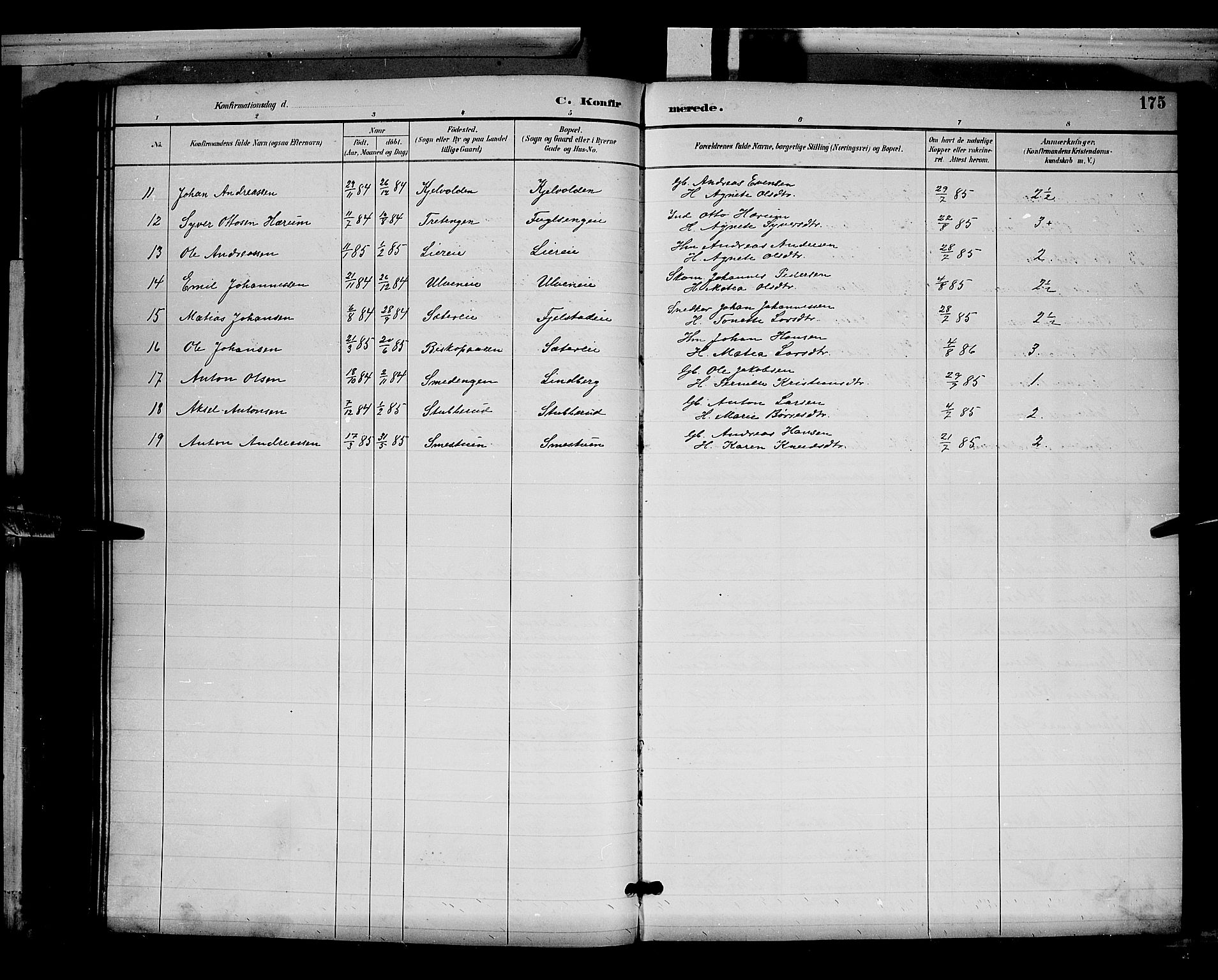 Ringsaker prestekontor, AV/SAH-PREST-014/L/La/L0012: Parish register (copy) no. 12, 1891-1902, p. 175