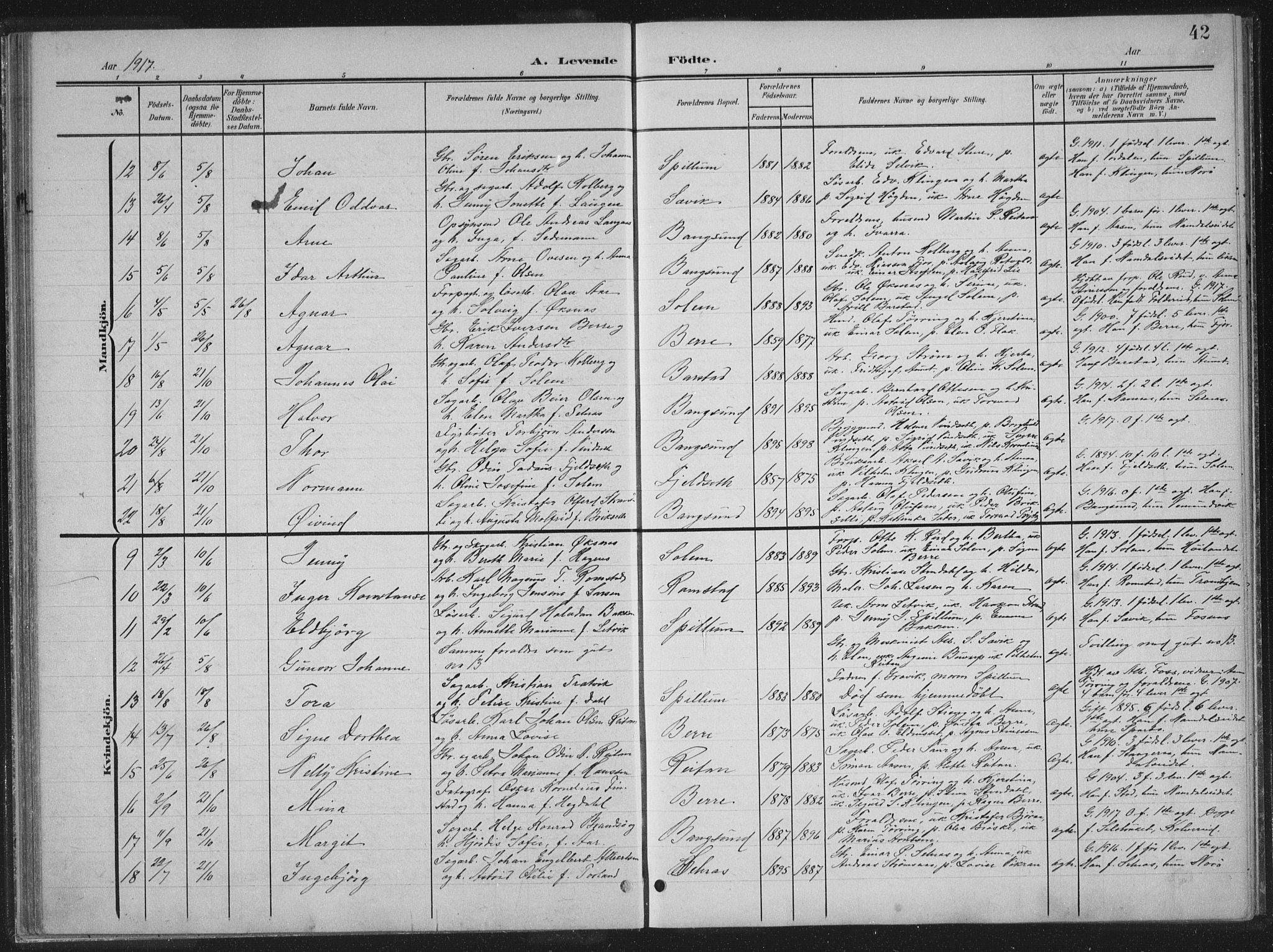 Ministerialprotokoller, klokkerbøker og fødselsregistre - Nord-Trøndelag, SAT/A-1458/770/L0591: Parish register (copy) no. 770C02, 1902-1940, p. 42