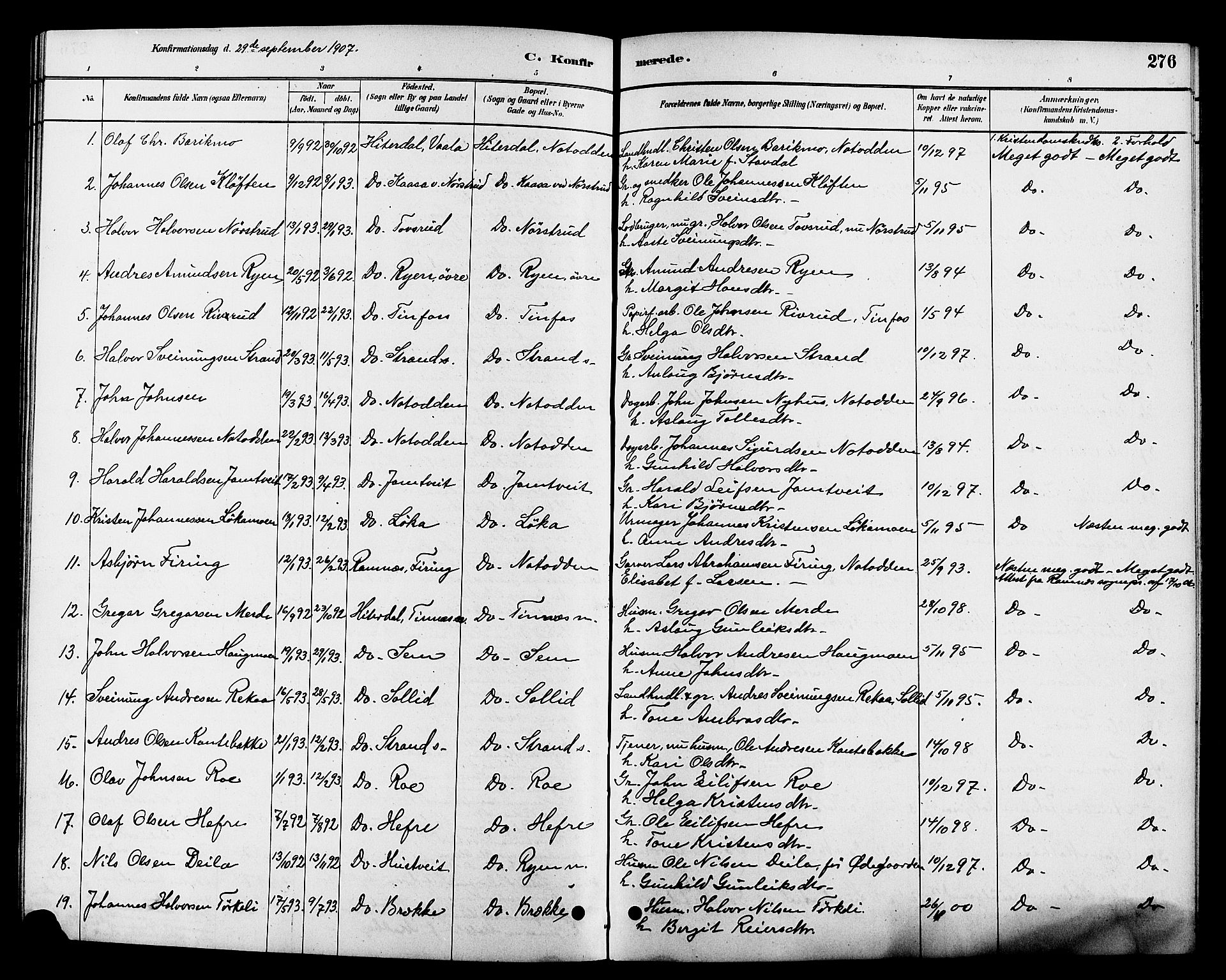 Heddal kirkebøker, SAKO/A-268/G/Ga/L0002: Parish register (copy) no. I 2, 1879-1908, p. 276