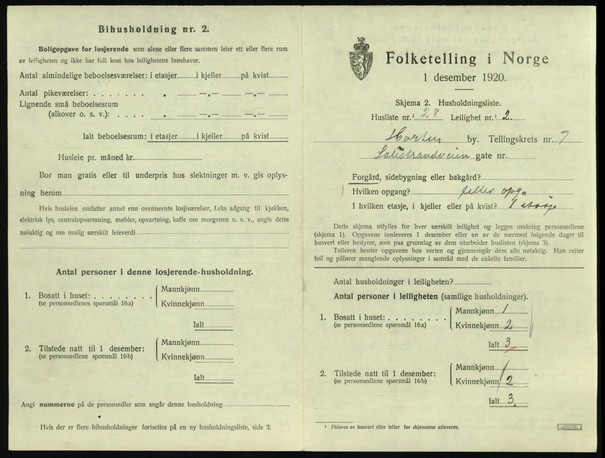 SAKO, 1920 census for Horten, 1920, p. 7289