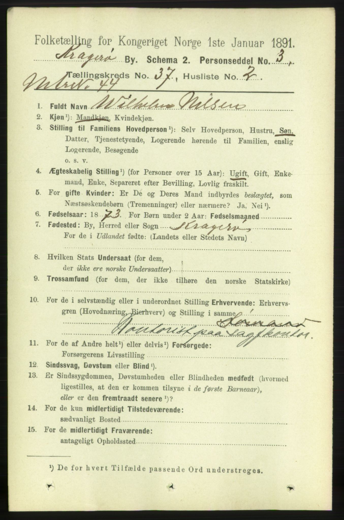 RA, 1891 census for 0801 Kragerø, 1891, p. 6759