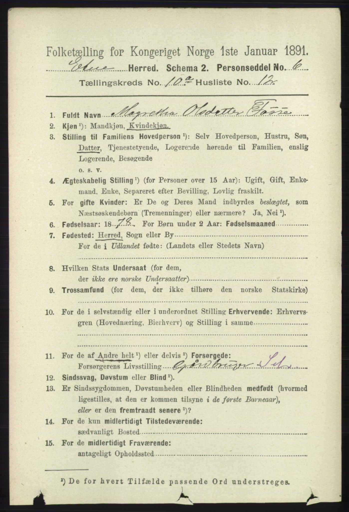 RA, 1891 census for 1211 Etne, 1891, p. 1914