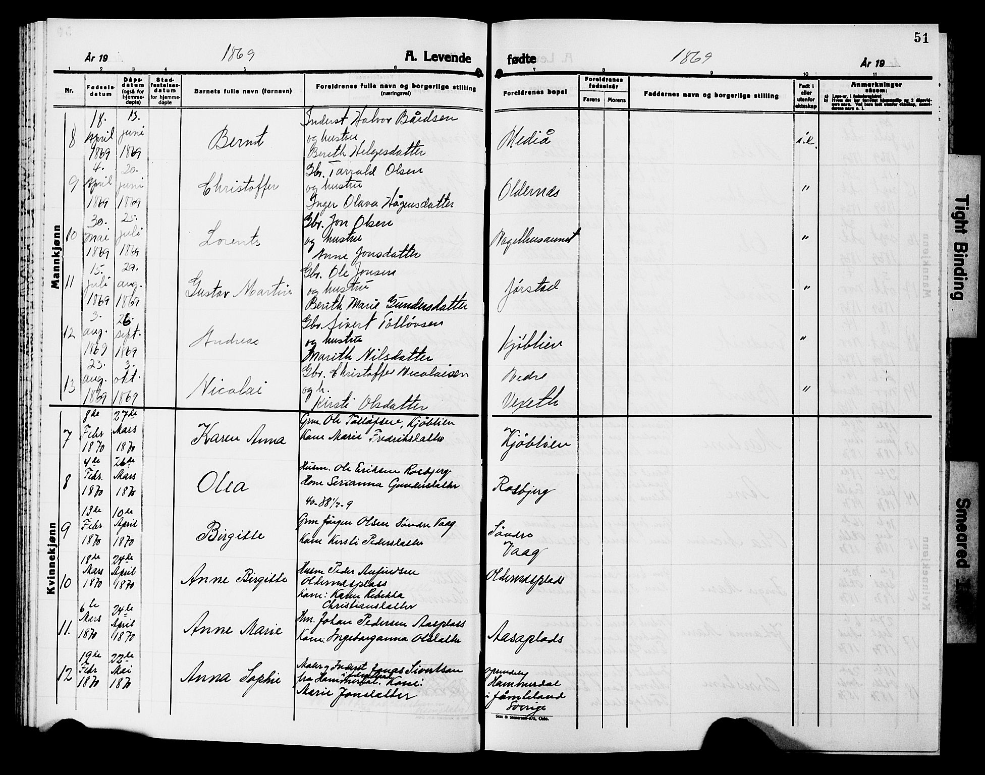 Ministerialprotokoller, klokkerbøker og fødselsregistre - Nord-Trøndelag, SAT/A-1458/749/L0485: Parish register (official) no. 749D01, 1857-1872, p. 51