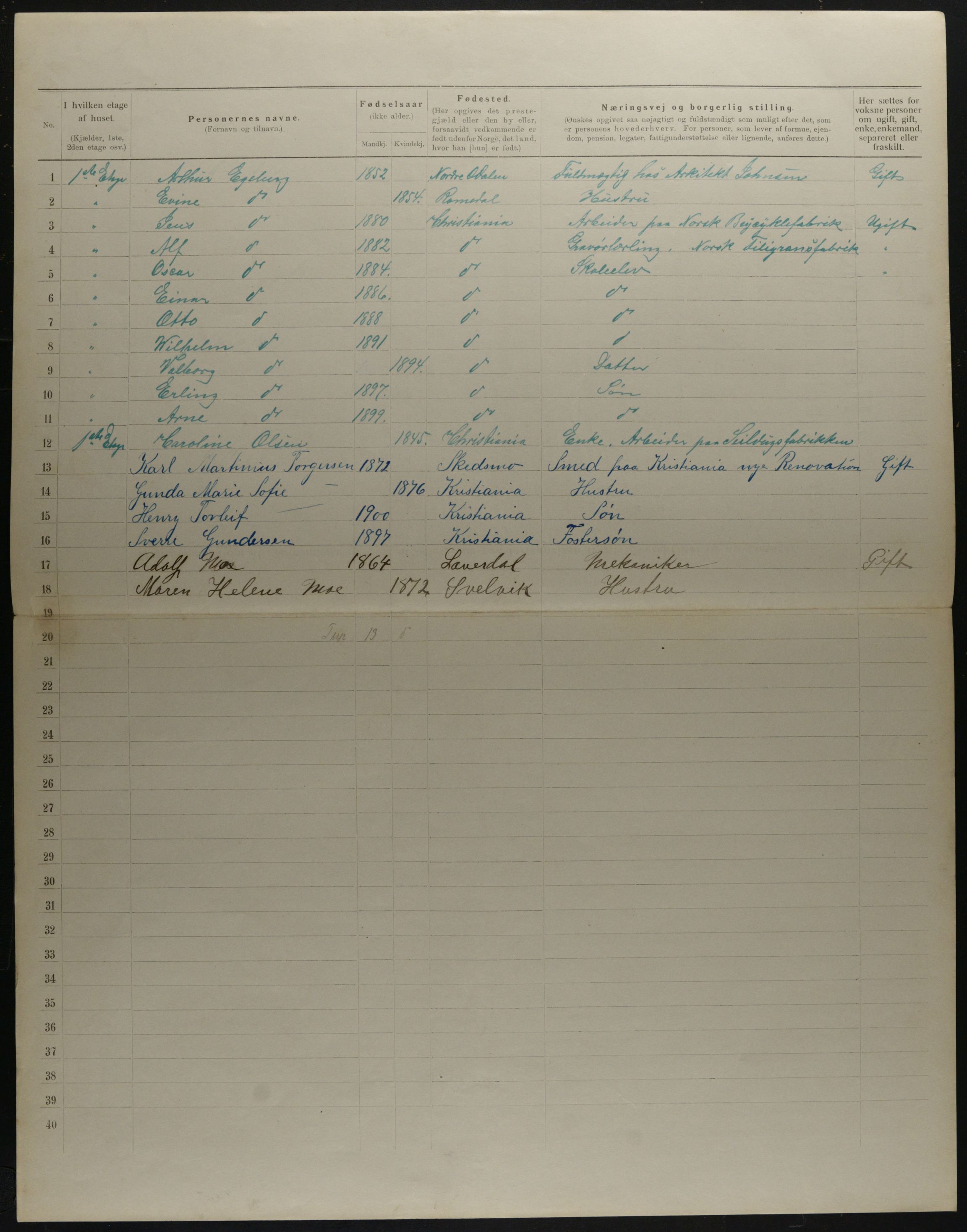 OBA, Municipal Census 1901 for Kristiania, 1901, p. 18704