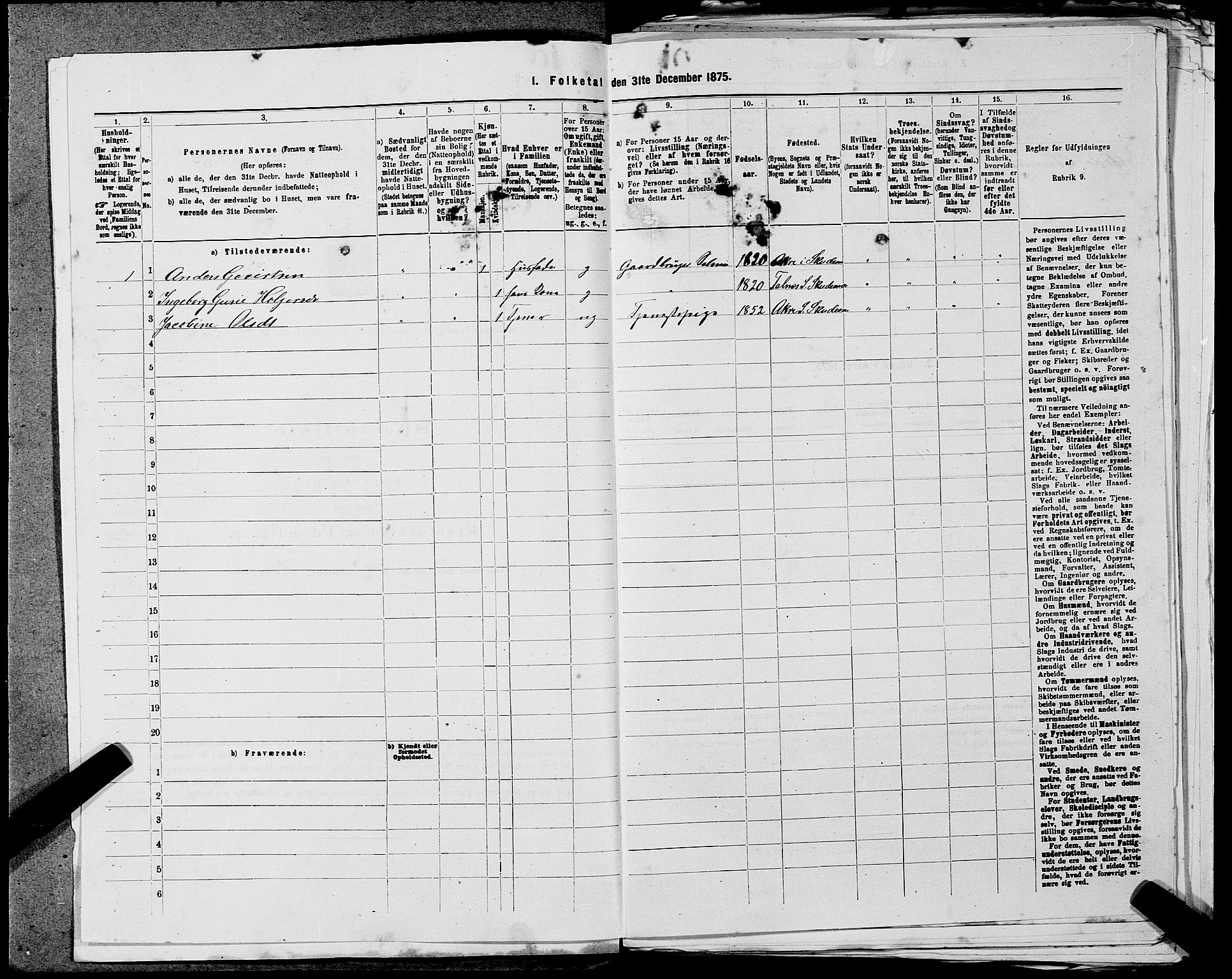 SAST, 1875 census for 1150L Skudenes/Falnes, Åkra og Ferkingstad, 1875, p. 365