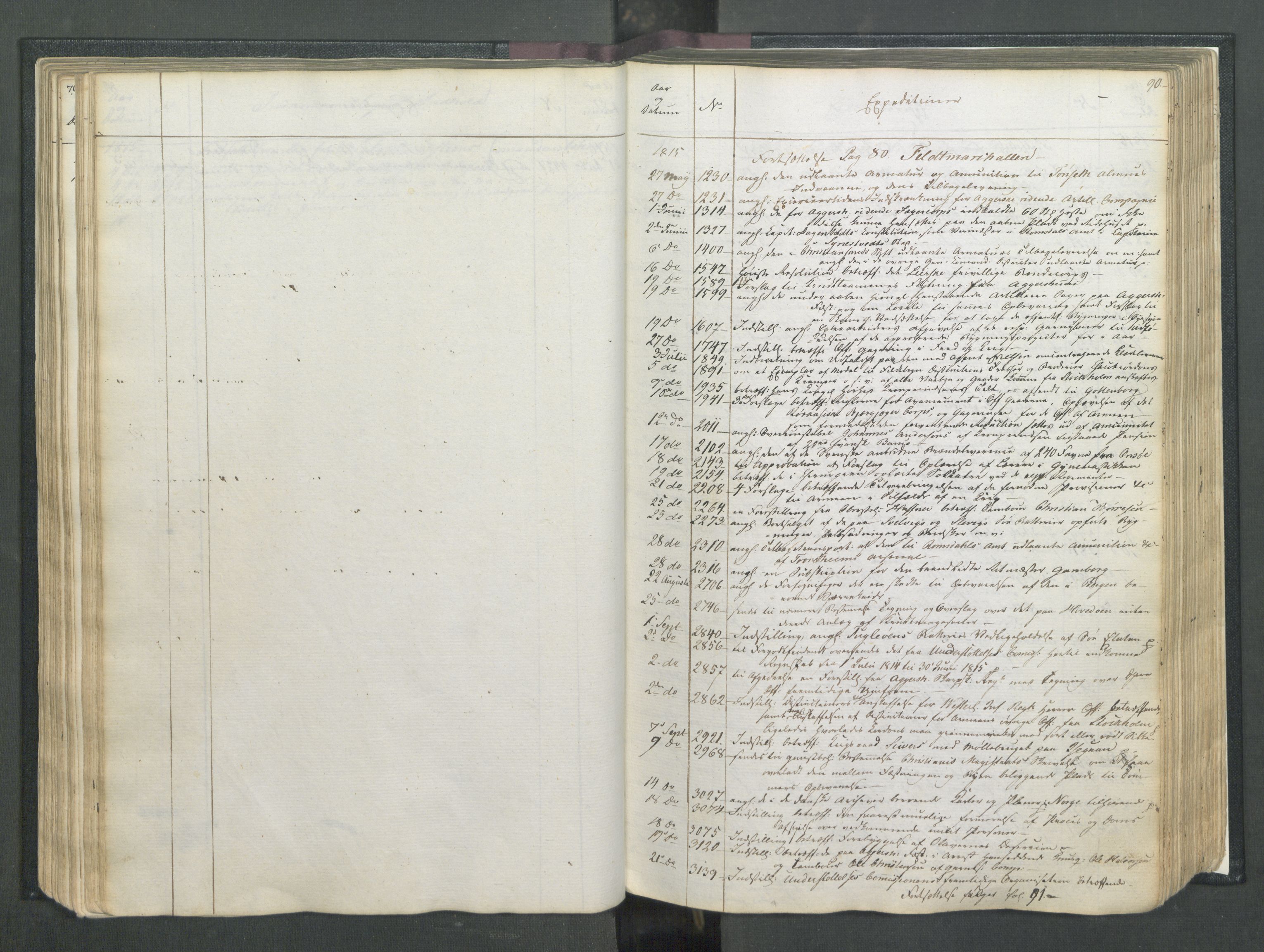 Armédepartementet, RA/RAFA-3493/C/Ca/L0007: 6. Departements Register, 1815, p. 90