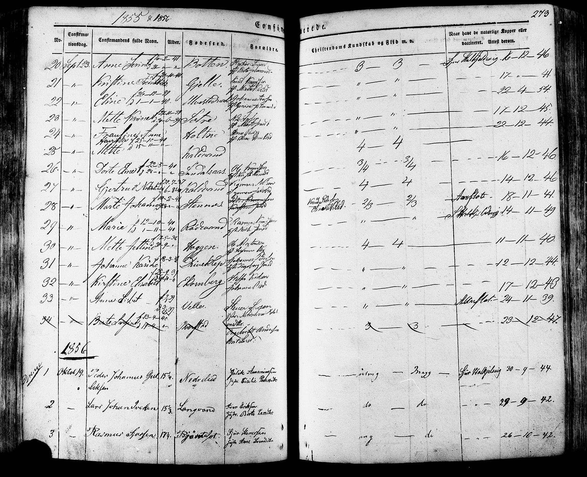 Ministerialprotokoller, klokkerbøker og fødselsregistre - Møre og Romsdal, SAT/A-1454/511/L0140: Parish register (official) no. 511A07, 1851-1878, p. 273