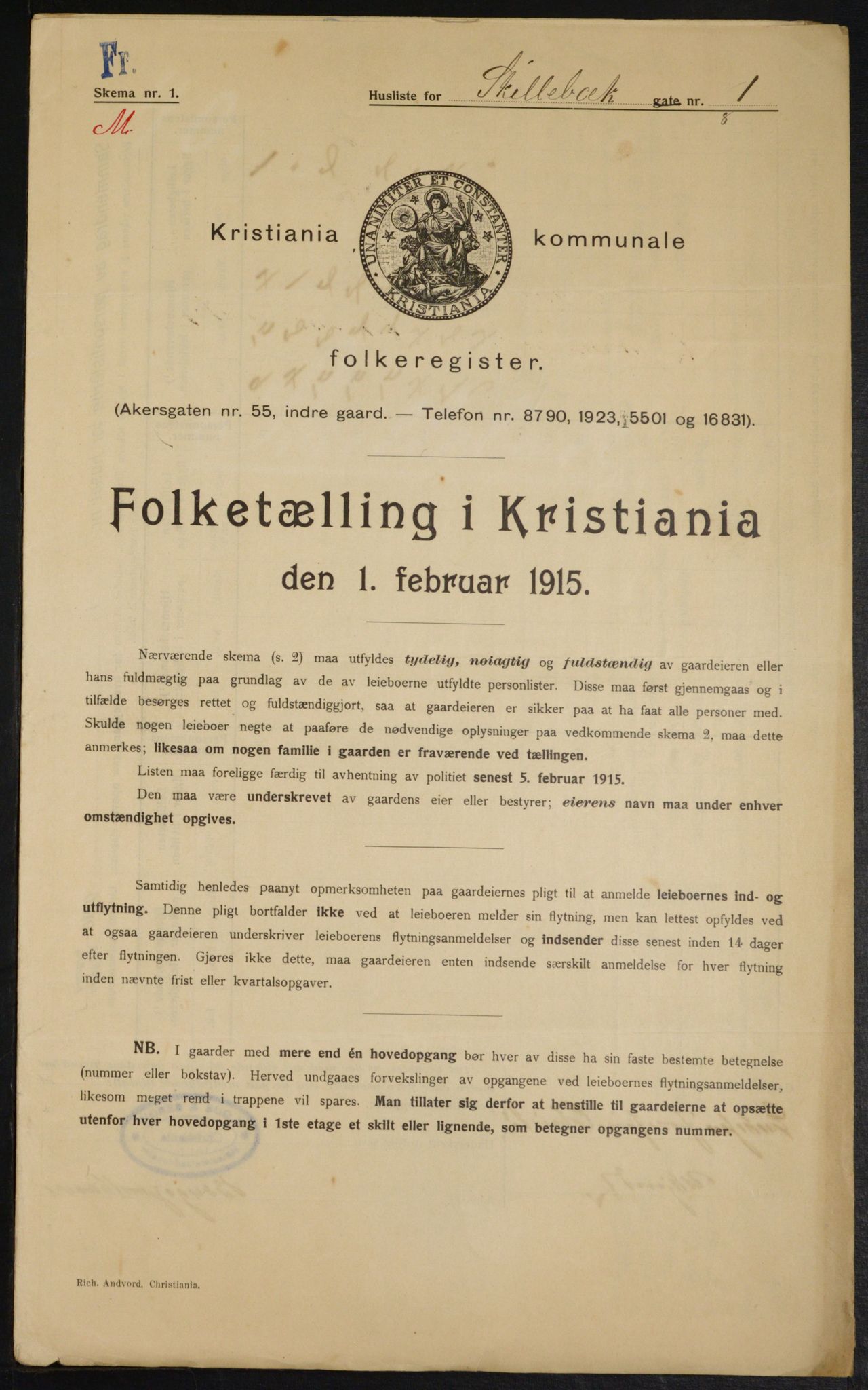 OBA, Municipal Census 1915 for Kristiania, 1915, p. 95309