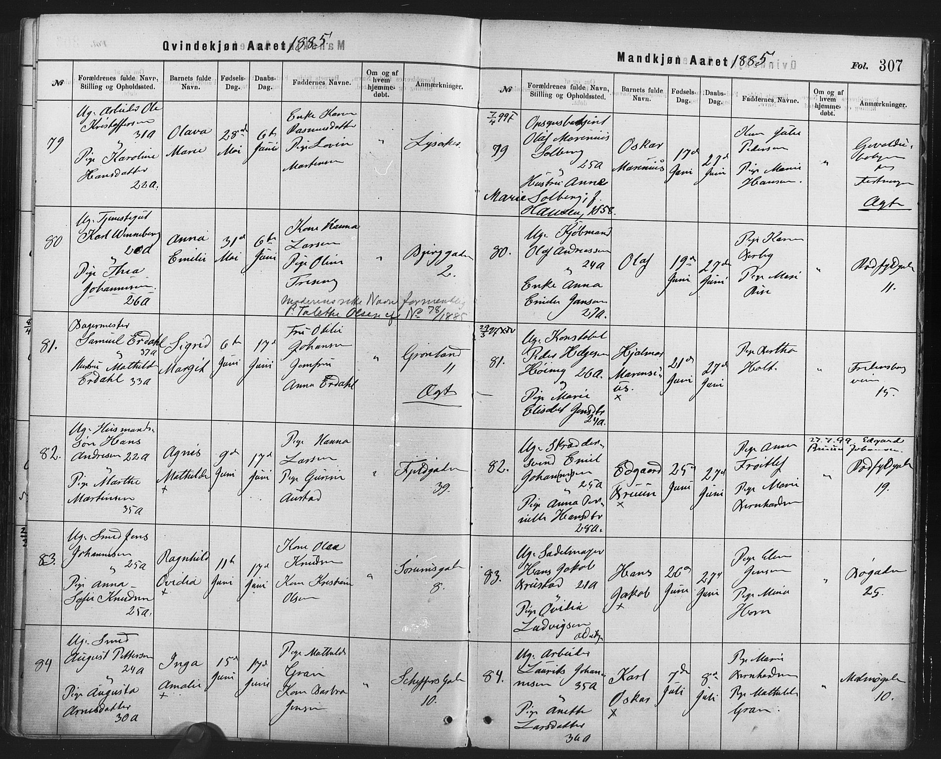 Rikshospitalet prestekontor Kirkebøker, AV/SAO-A-10309b/F/L0006: Parish register (official) no. 6, 1871-1885, p. 307