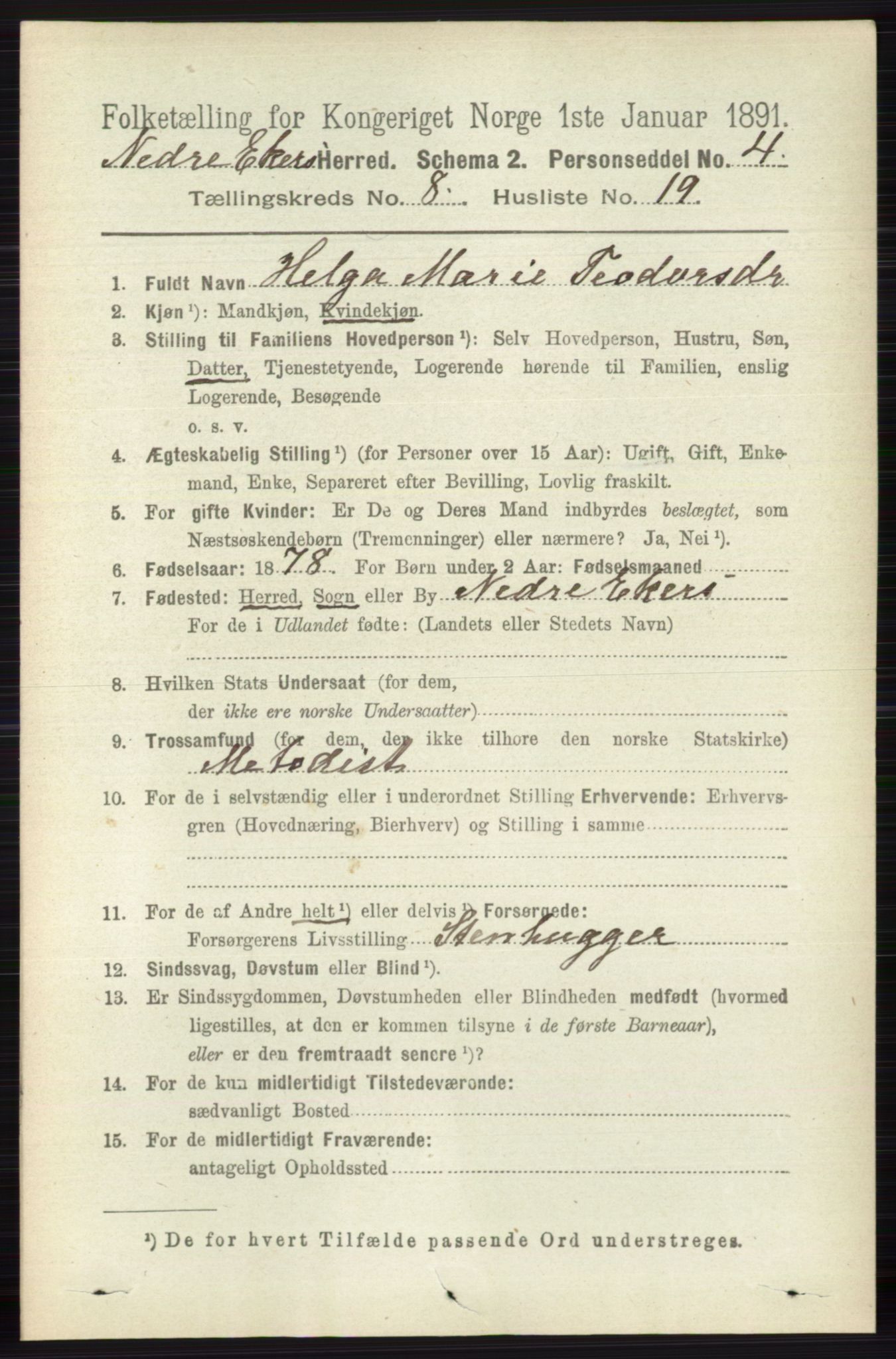 RA, 1891 census for 0625 Nedre Eiker, 1891, p. 4059