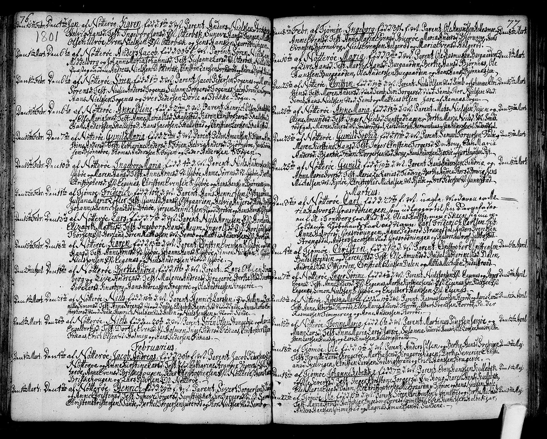 Nøtterøy kirkebøker, AV/SAKO-A-354/F/Fa/L0003: Parish register (official) no. I 3, 1791-1814, p. 76-77