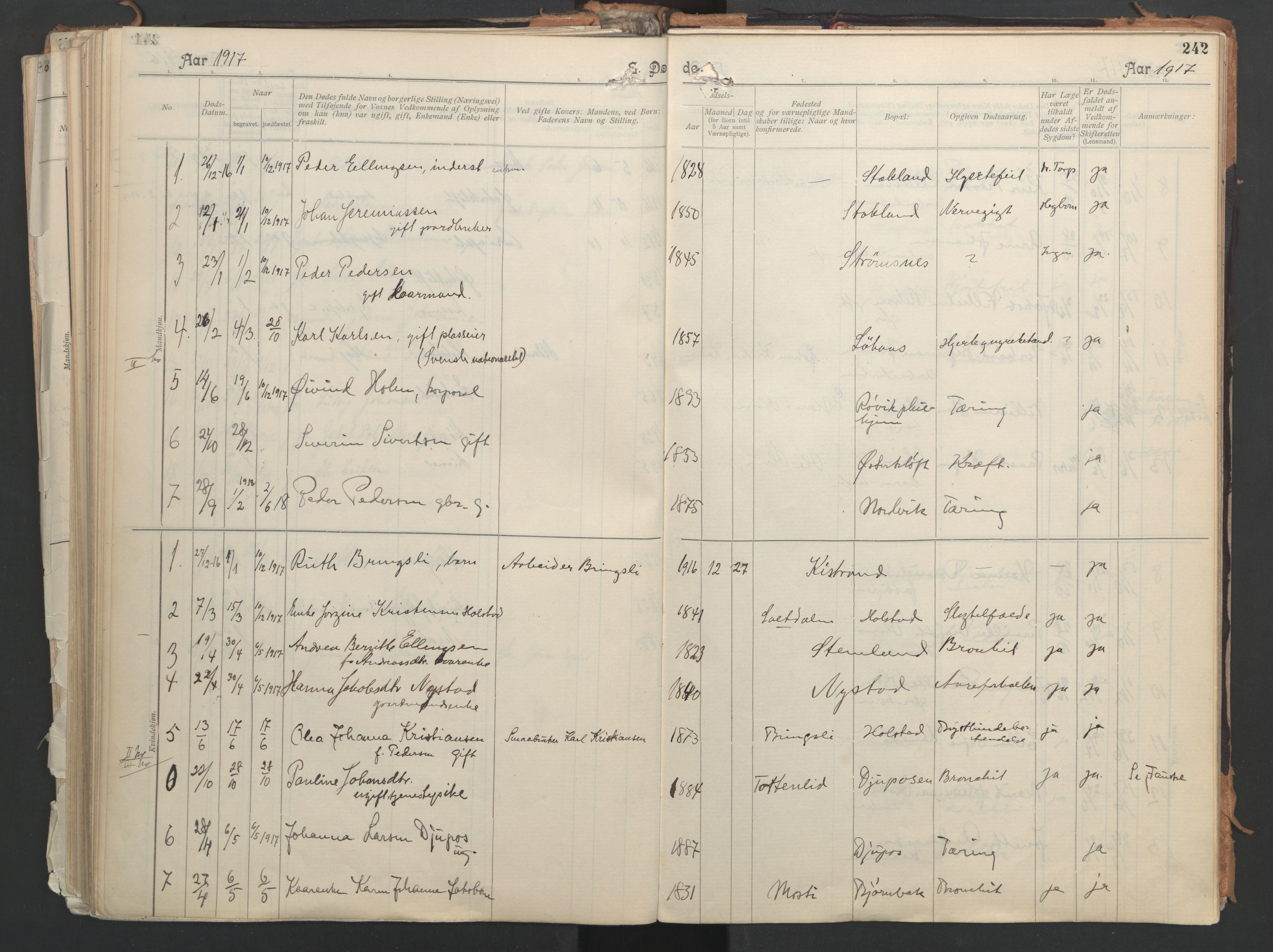 Ministerialprotokoller, klokkerbøker og fødselsregistre - Nordland, AV/SAT-A-1459/851/L0724: Parish register (official) no. 851A01, 1901-1922, p. 242