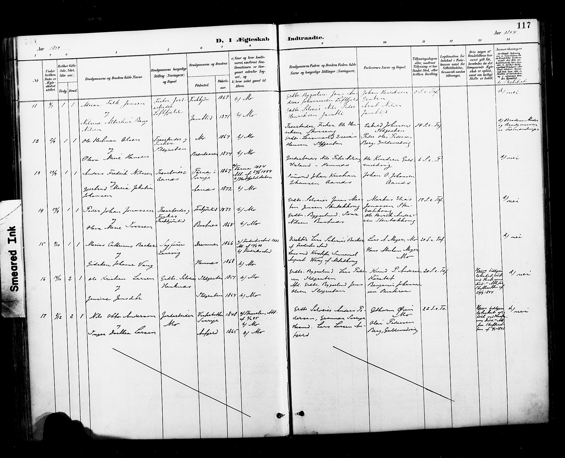 Ministerialprotokoller, klokkerbøker og fødselsregistre - Nordland, AV/SAT-A-1459/827/L0401: Parish register (official) no. 827A13, 1887-1905, p. 117