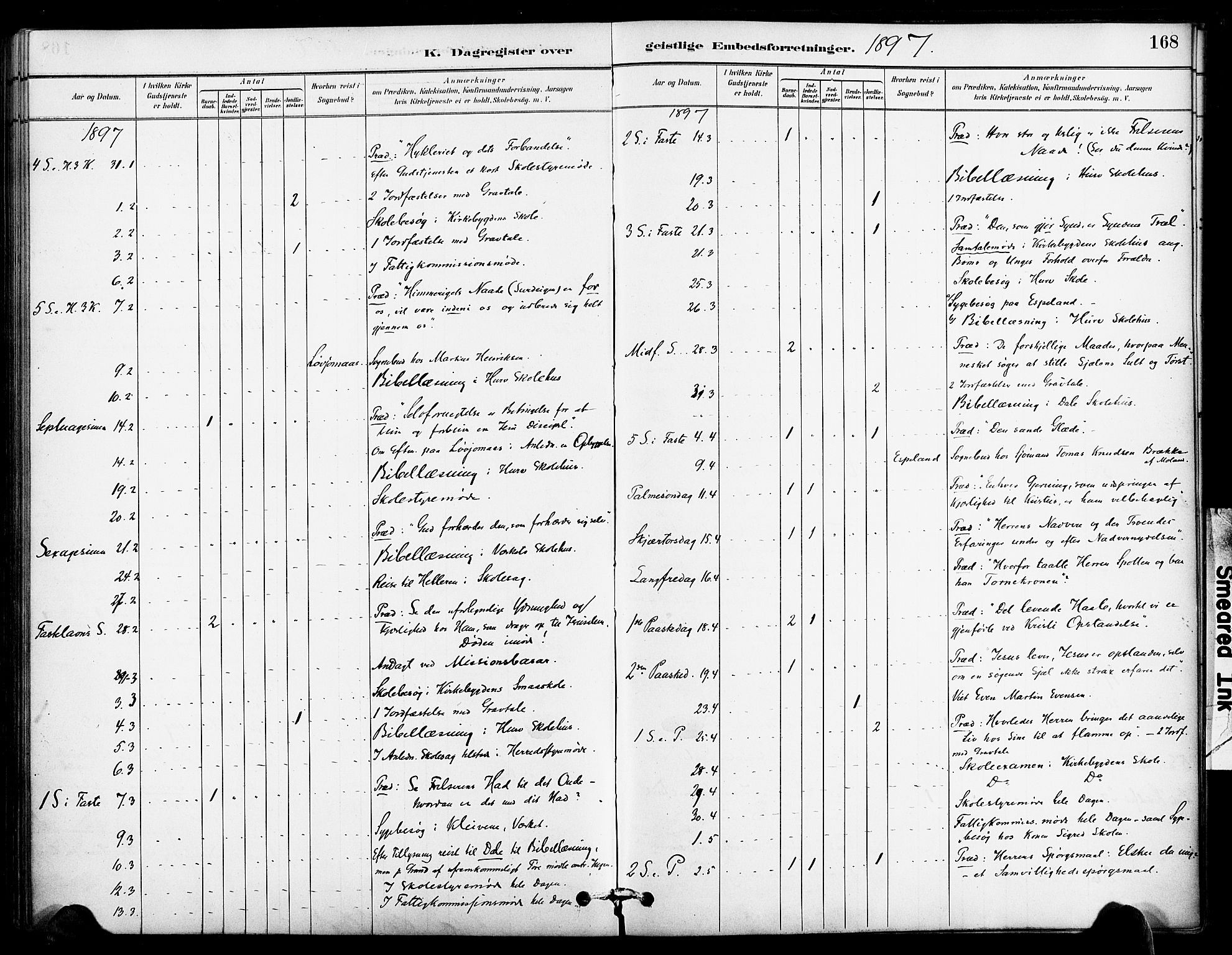 Froland sokneprestkontor, AV/SAK-1111-0013/F/Fa/L0004: Parish register (official) no. A 4, 1882-1906, p. 168