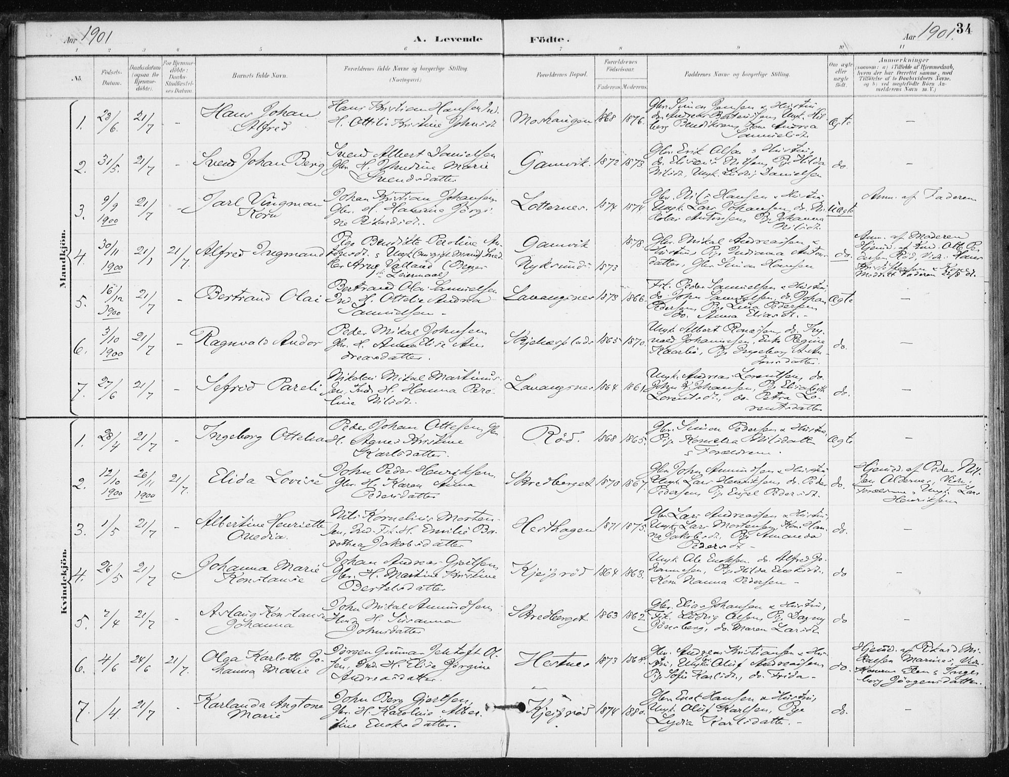 Salangen sokneprestembete, SATØ/S-1324/H/Ha/L0001kirke: Parish register (official) no. 1, 1893-1911, p. 34