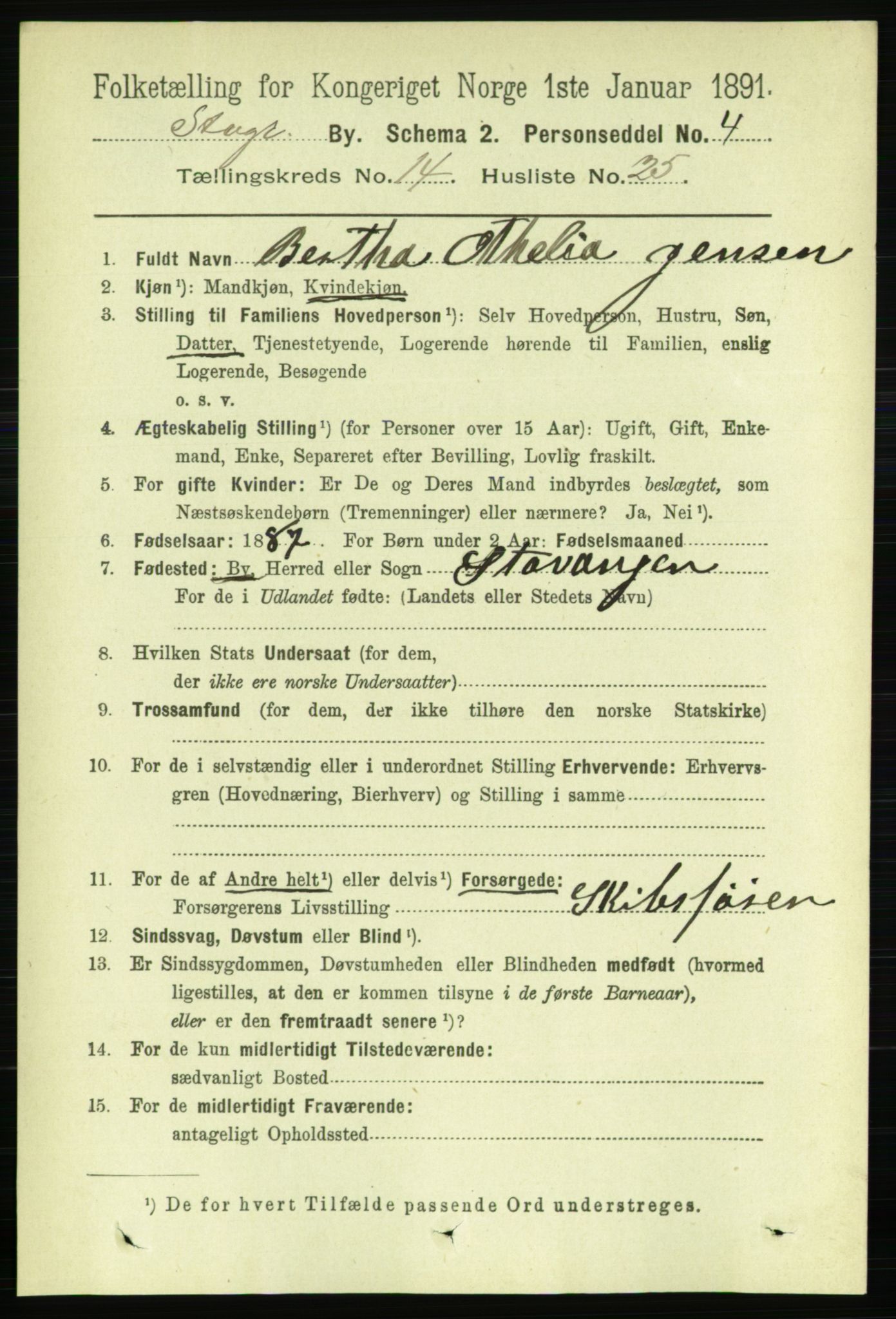 RA, 1891 census for 1103 Stavanger, 1891, p. 17165