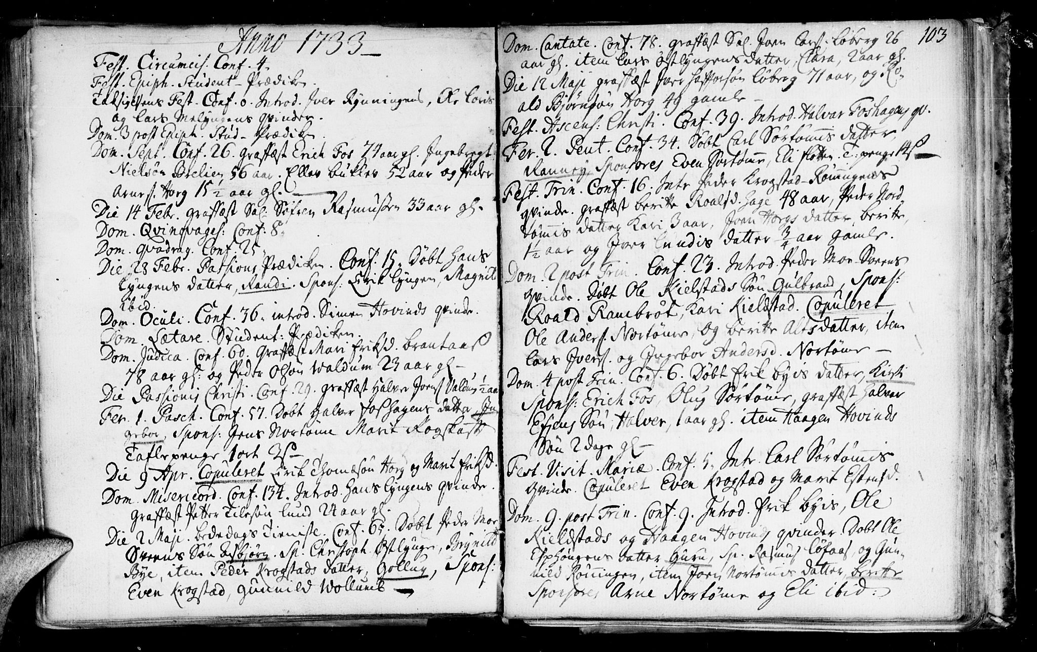 Ministerialprotokoller, klokkerbøker og fødselsregistre - Sør-Trøndelag, SAT/A-1456/692/L1101: Parish register (official) no. 692A01, 1690-1746, p. 103