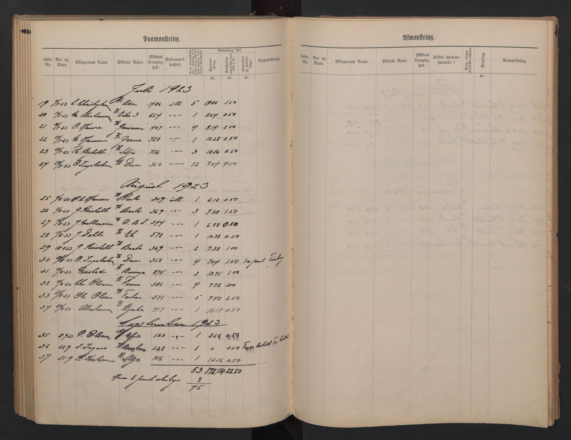 Kragerø innrulleringskontor, AV/SAKO-A-830/H/Ha/L0003: Mønstringsjournal, 1911-1930, p. 82